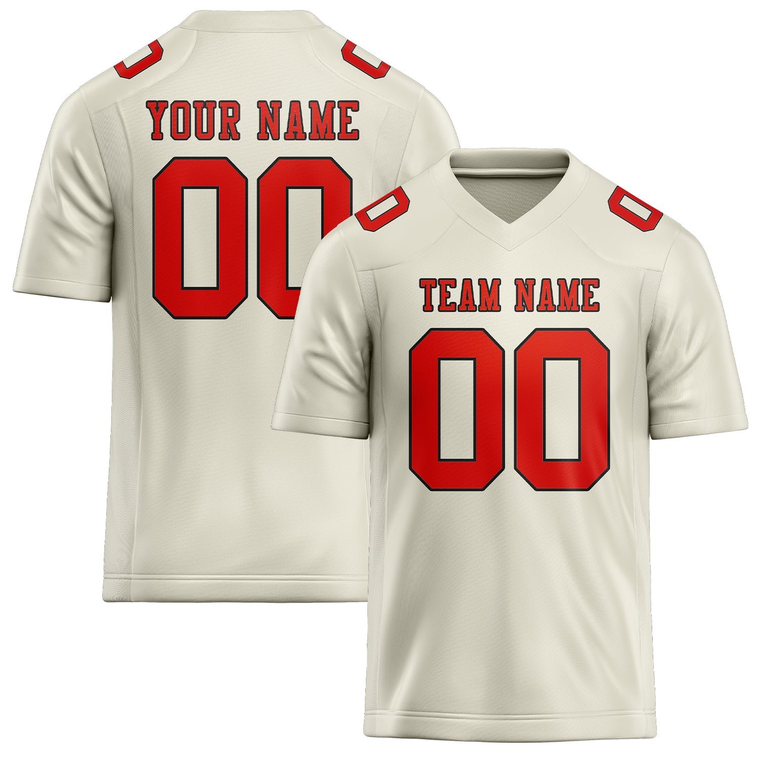 Custom Cream Orange Red Football Jersey