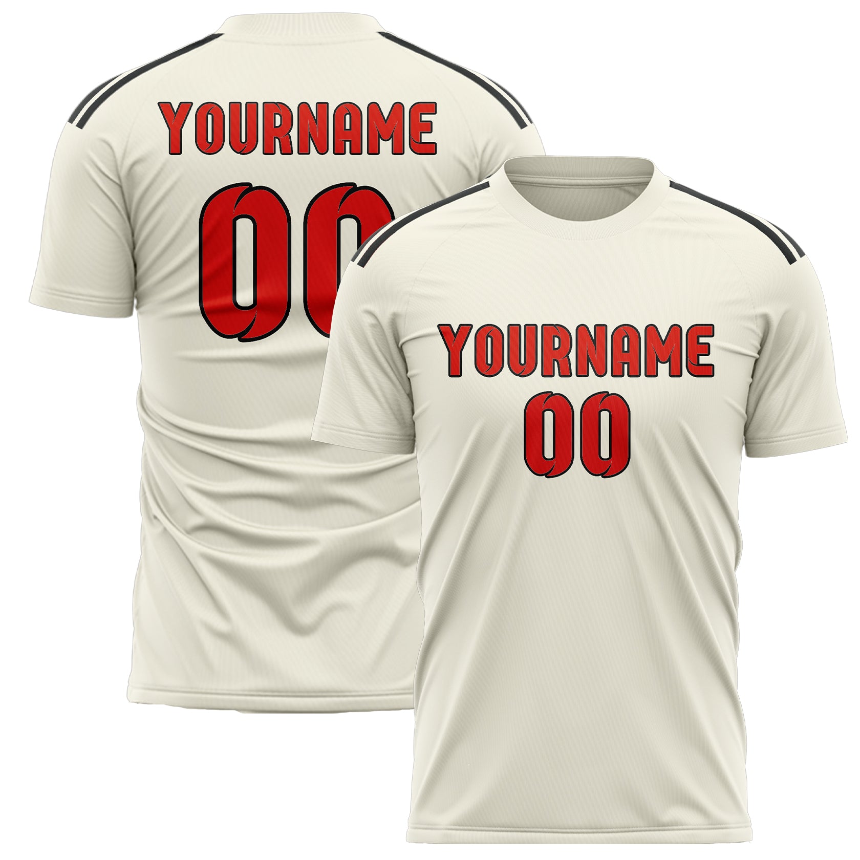Custom Cream Orange Red Soccer Jersey