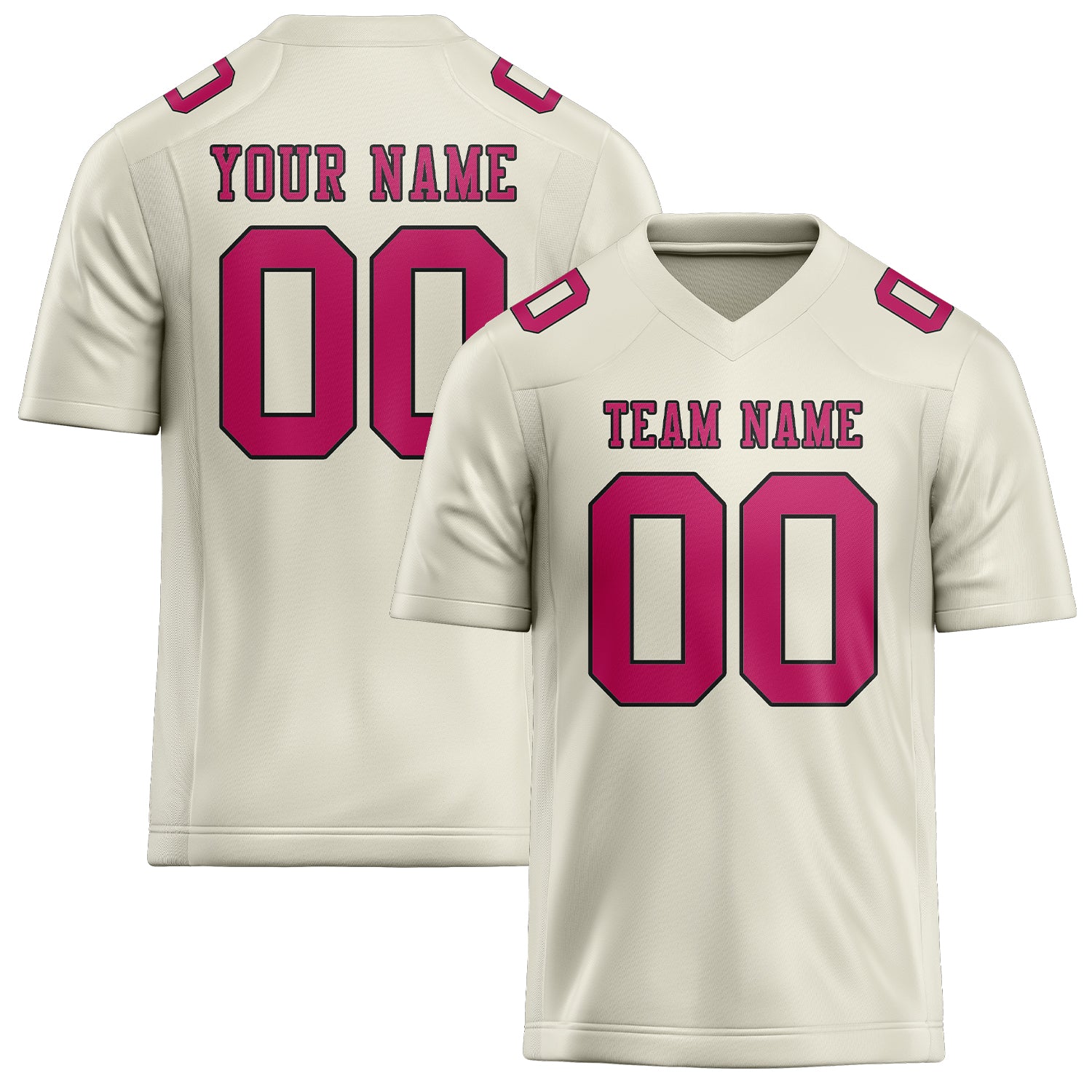 Custom Cream Pink Football Jersey