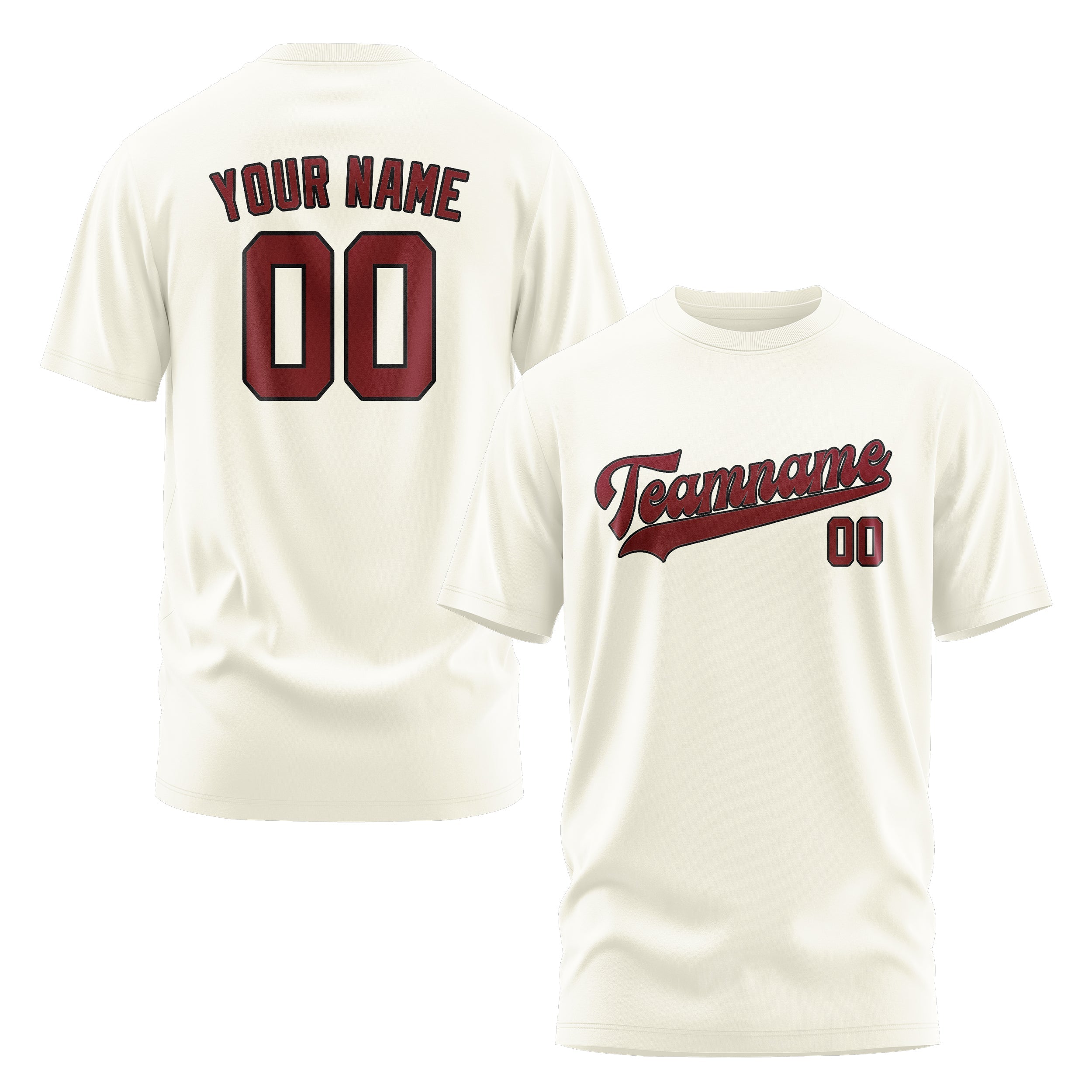 Custom Cream Crimson Red T-Shirt
