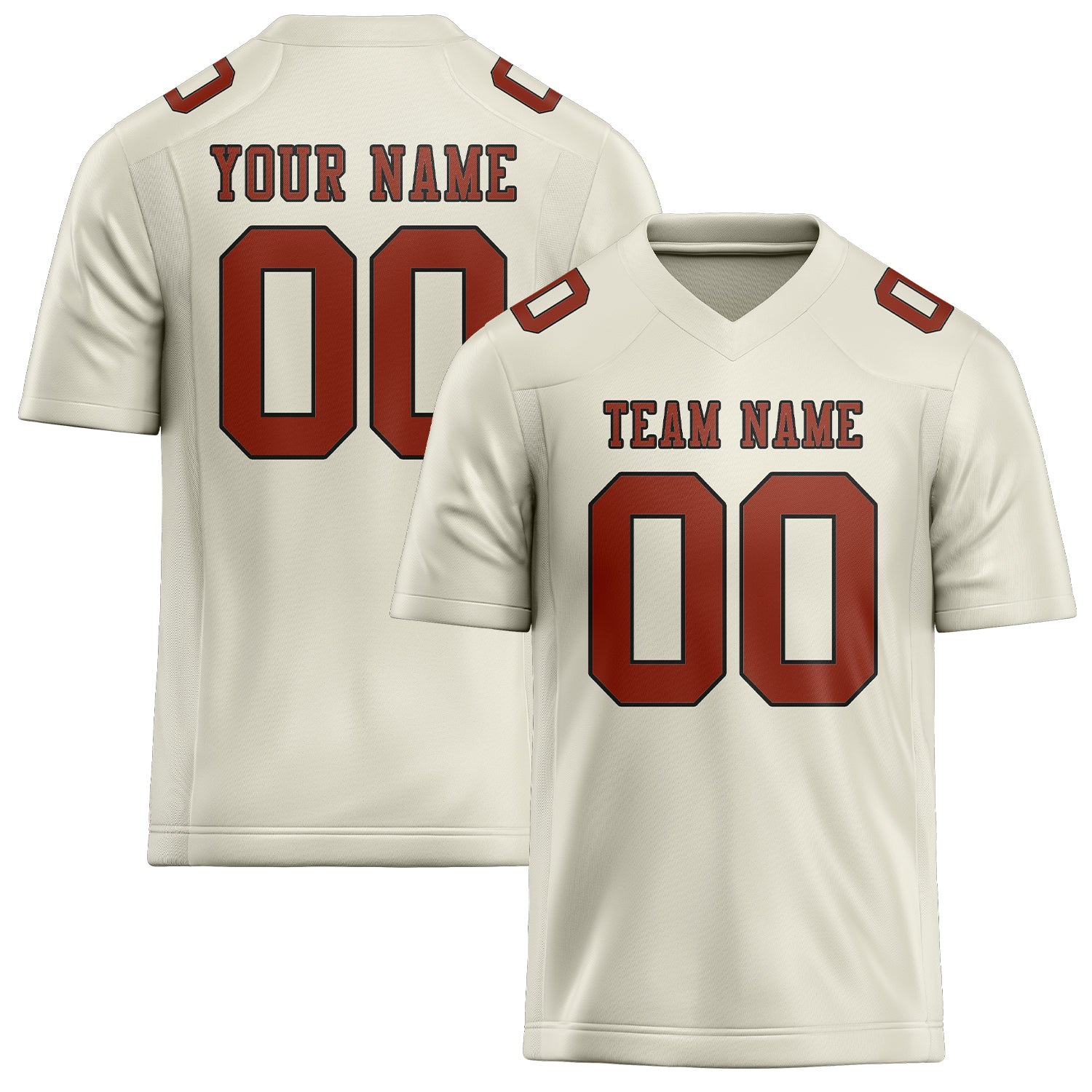 Custom Cream Coral Red Football Jersey