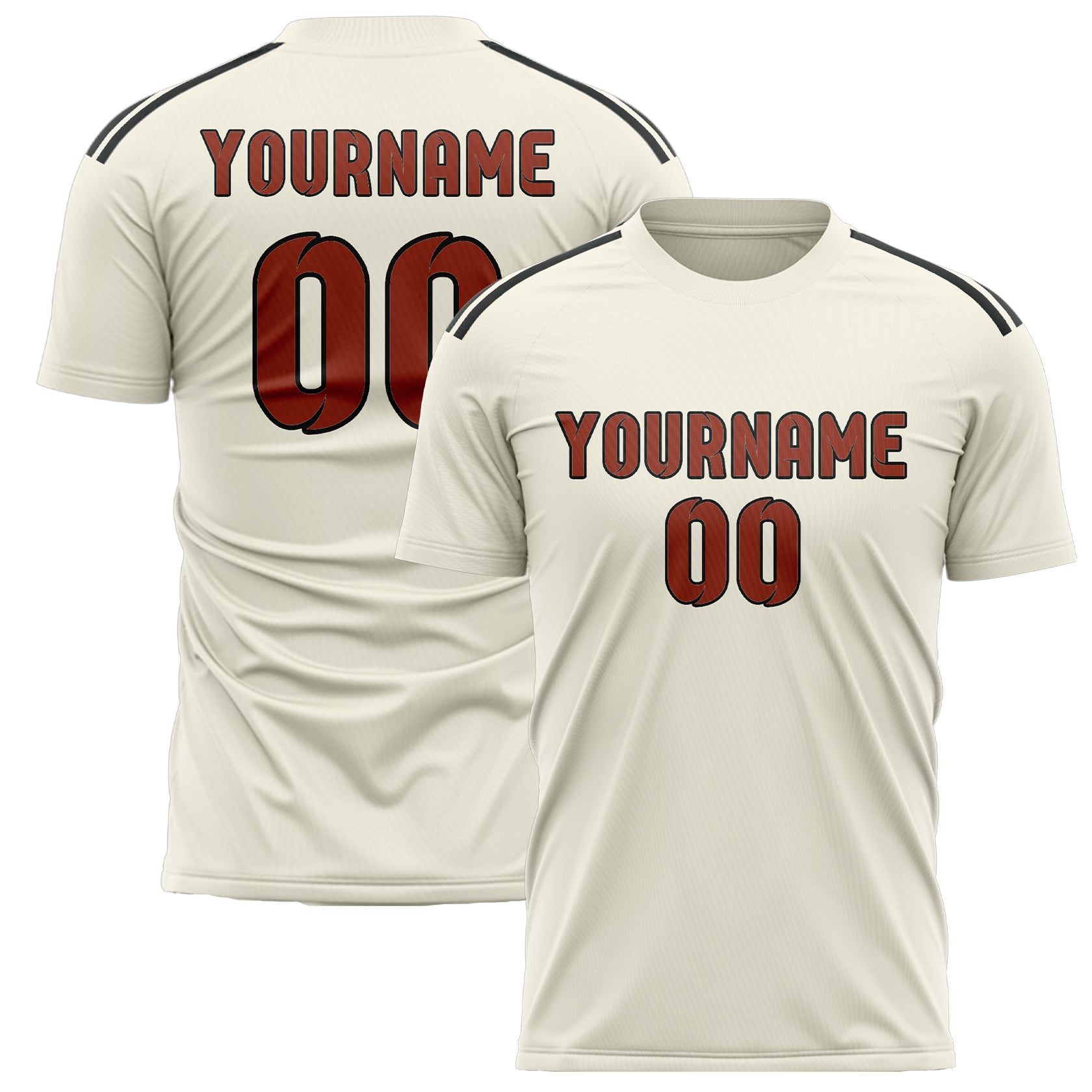 Custom Cream Coral Red Soccer Jersey