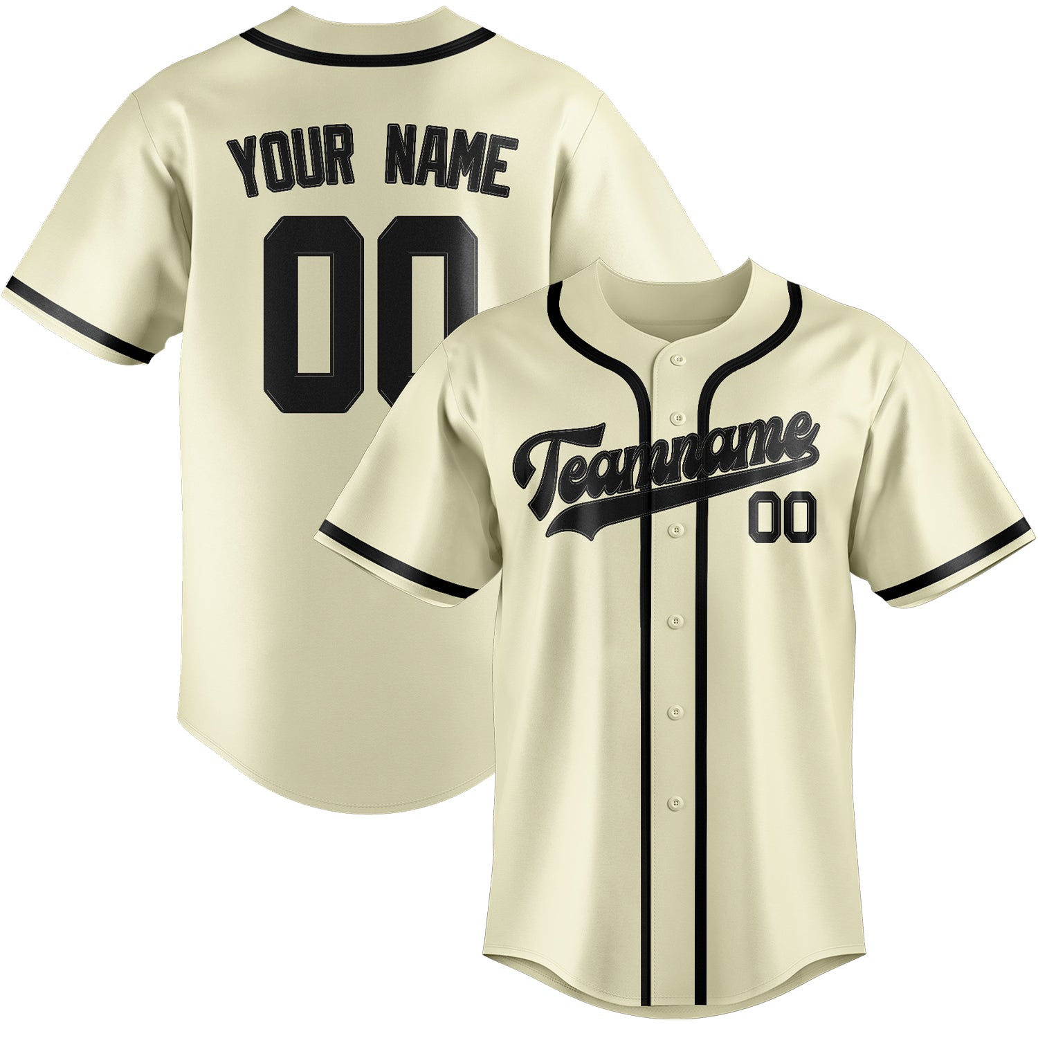 Custom Cream Black Baseball Jersey