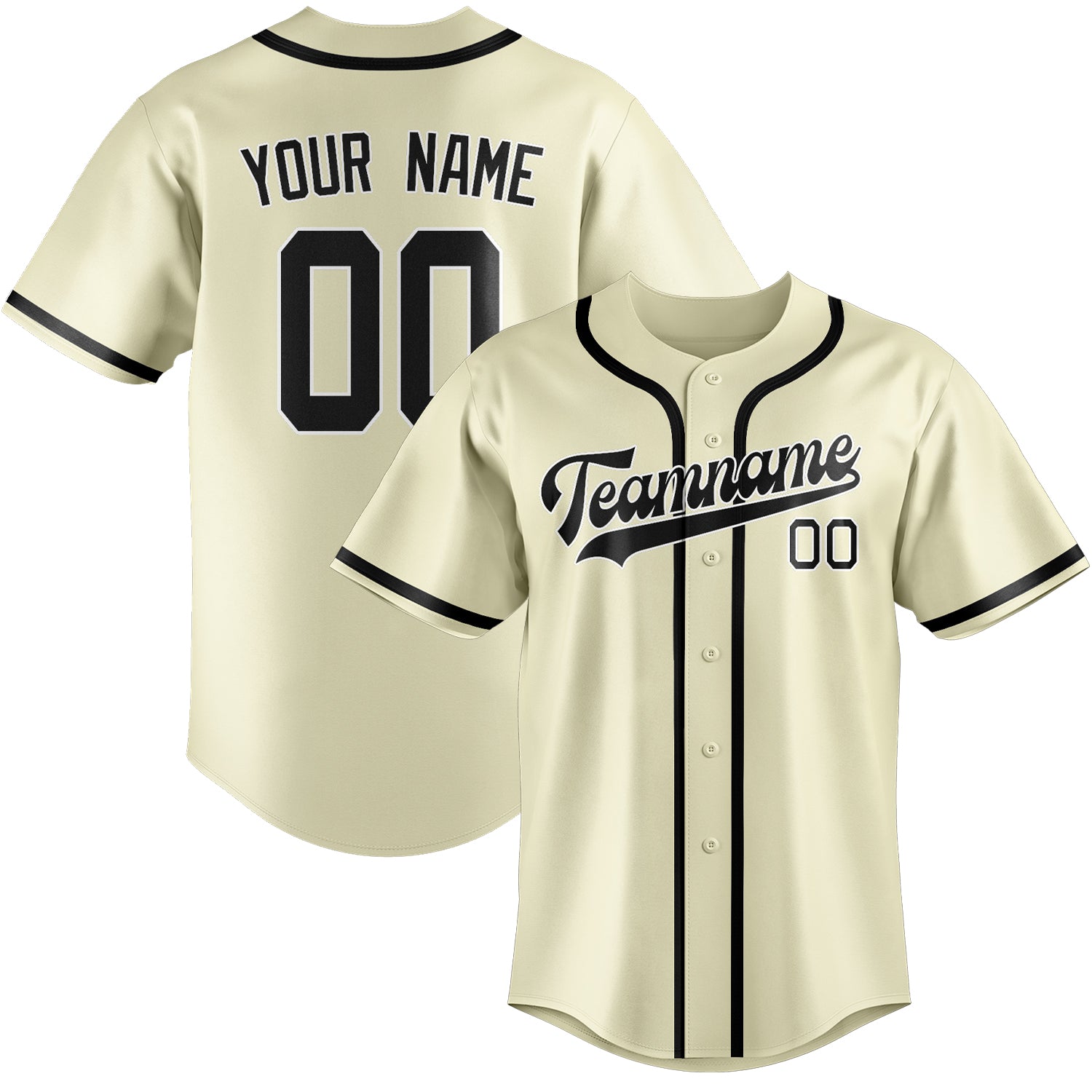 Custom Cream Black Baseball Jersey