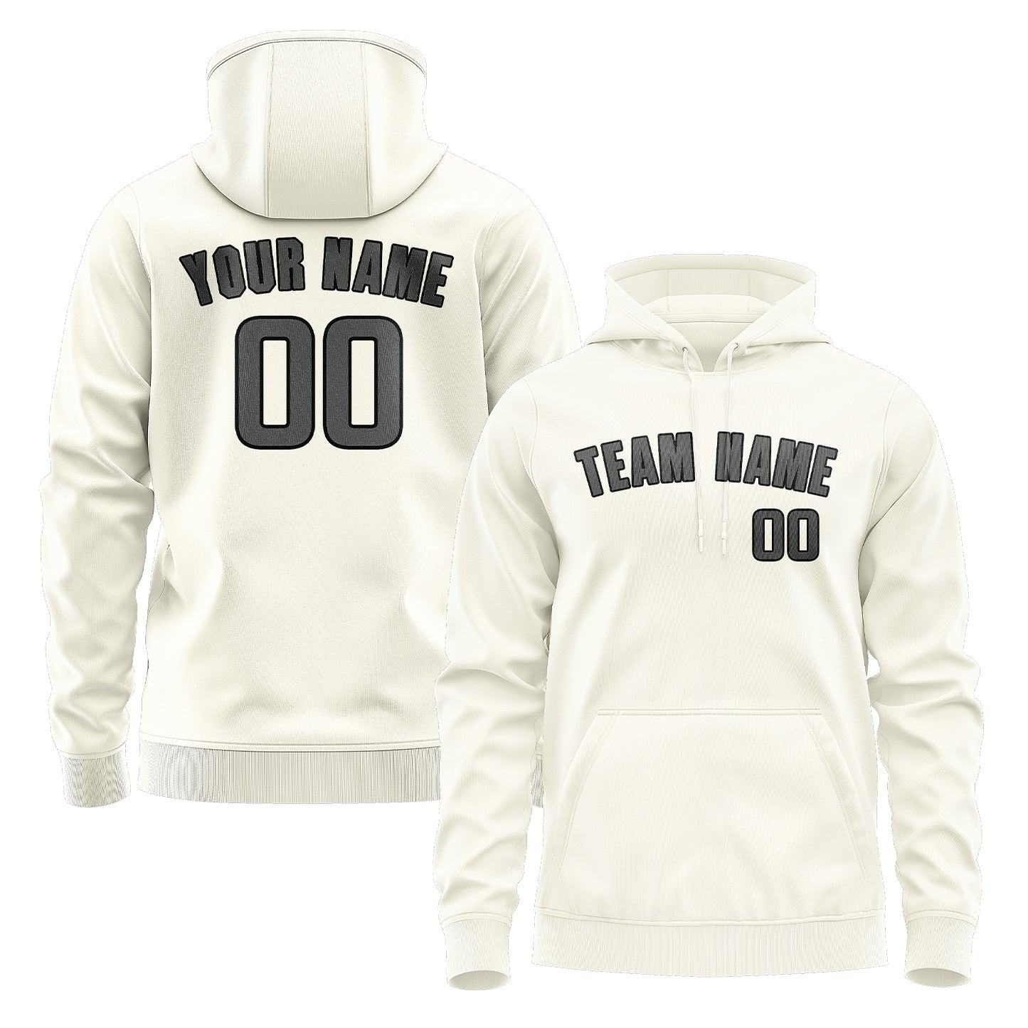 Custom Cream Dark Grey Hoodie