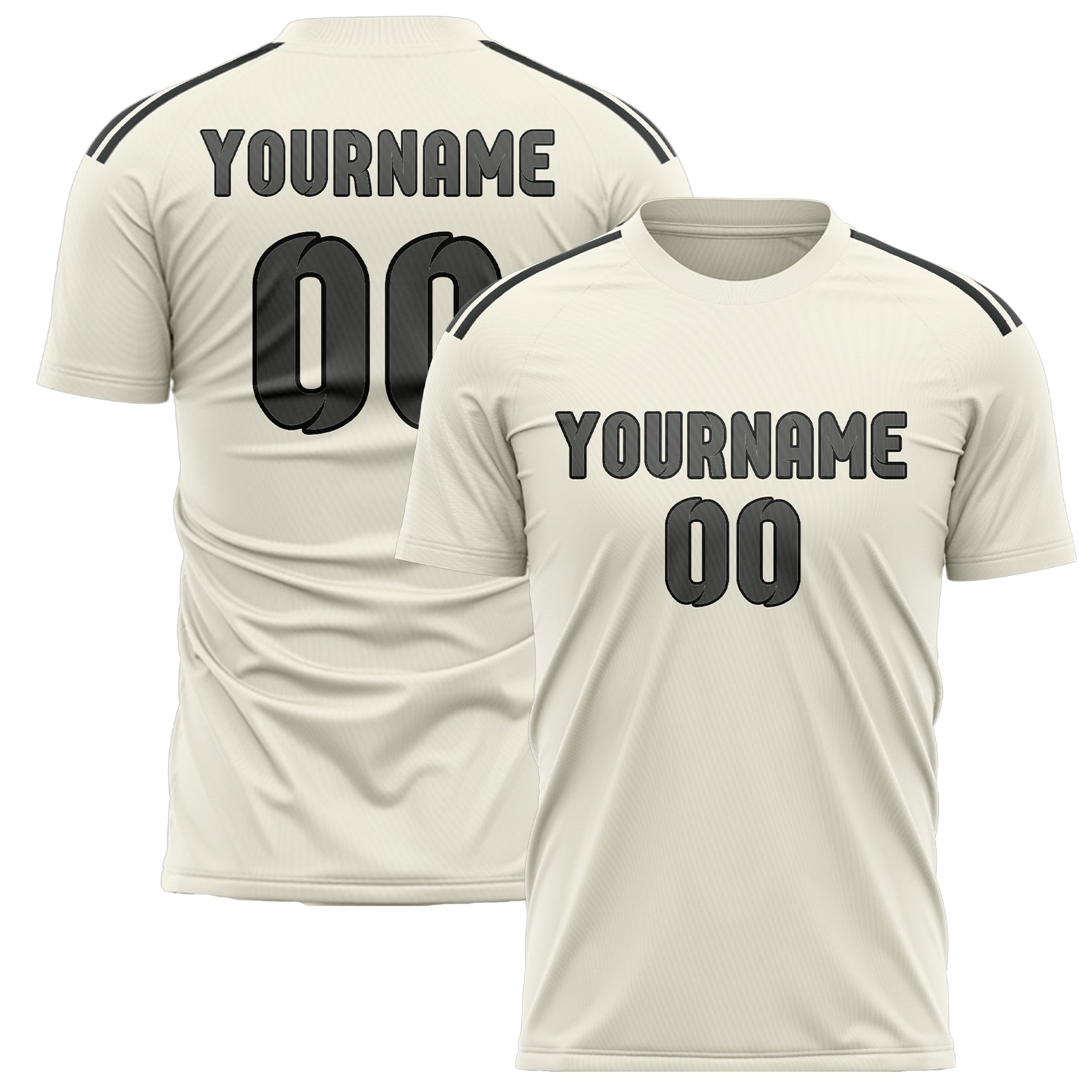 Custom Cream Dark Grey Soccer Jersey