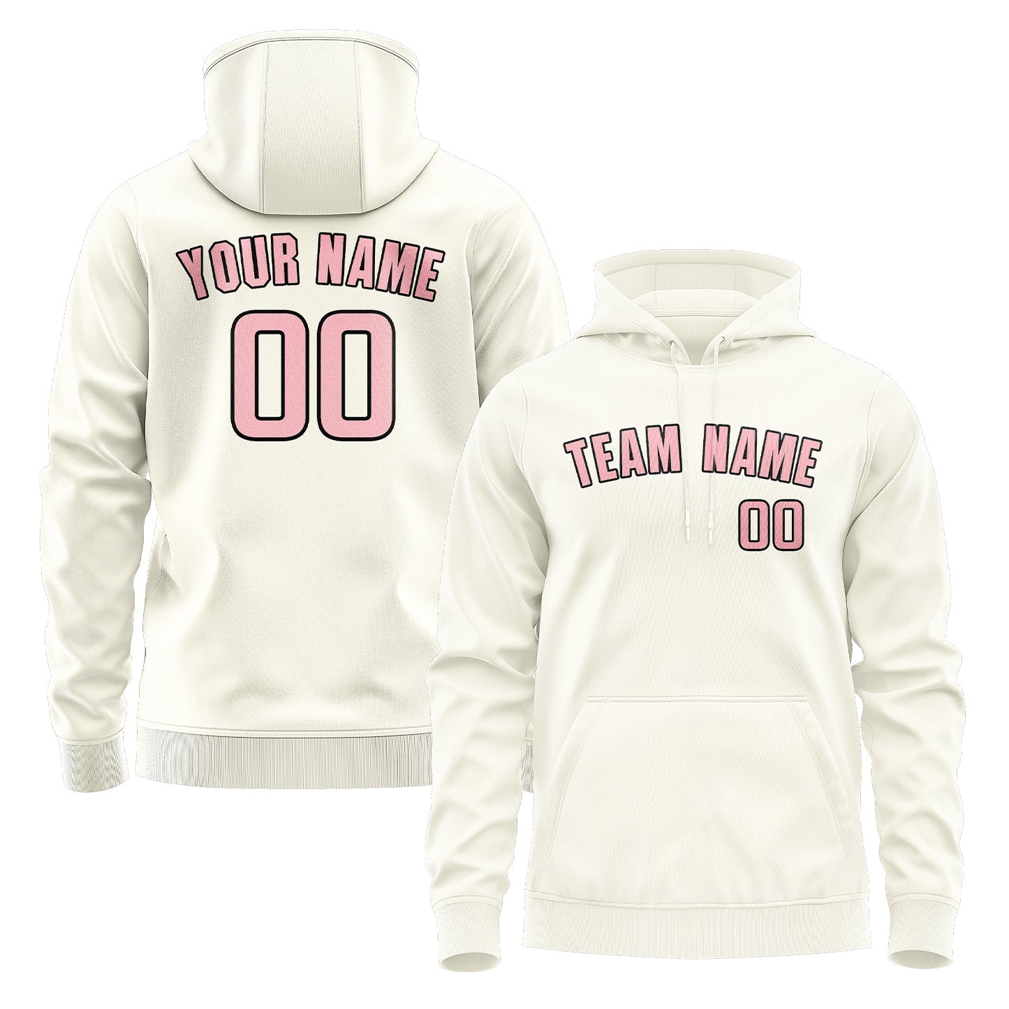 Custom Cream Light Pink Hoodie