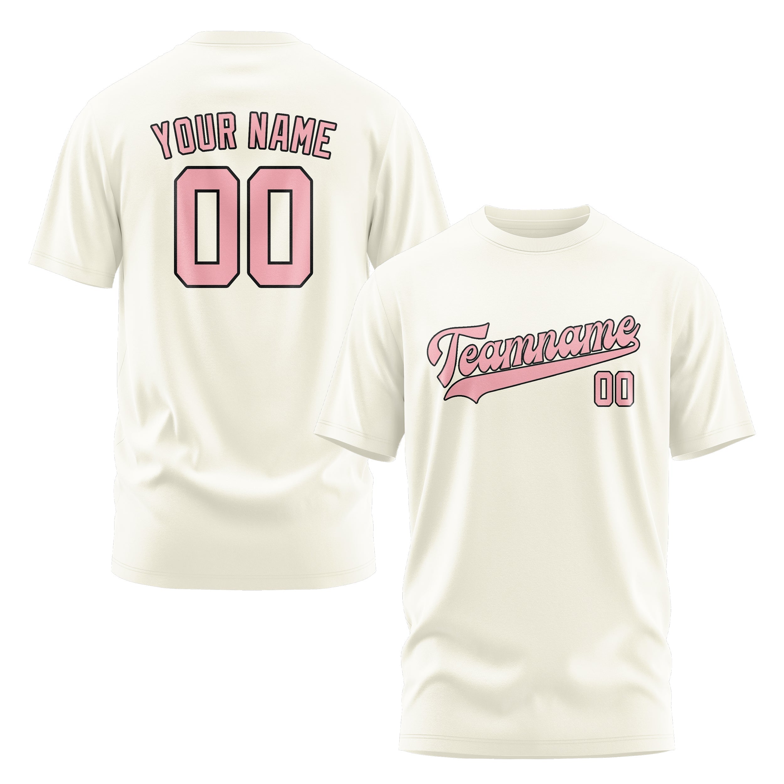Custom Cream Light Pink T-Shirt