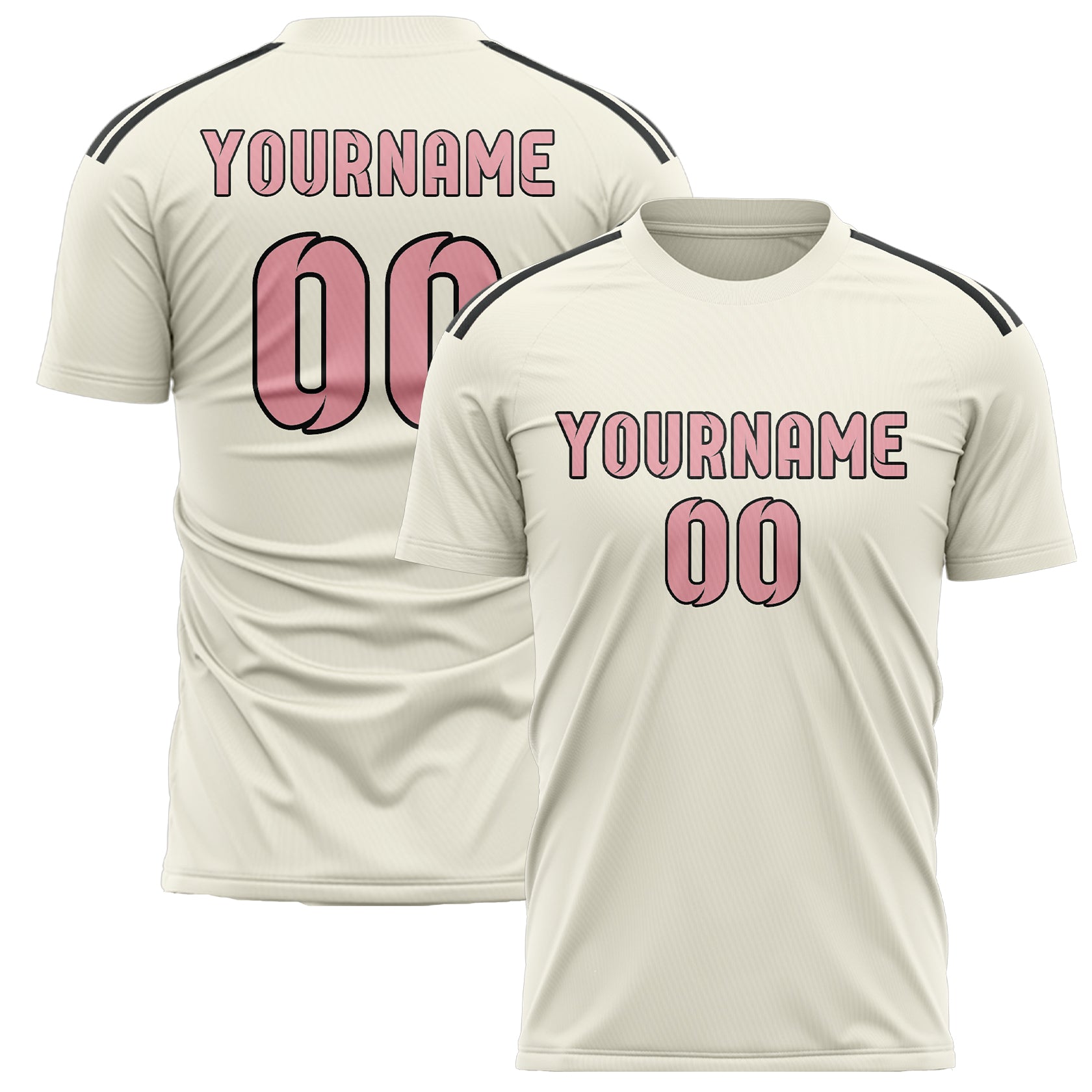 Custom Cream Light Pink Soccer Jersey