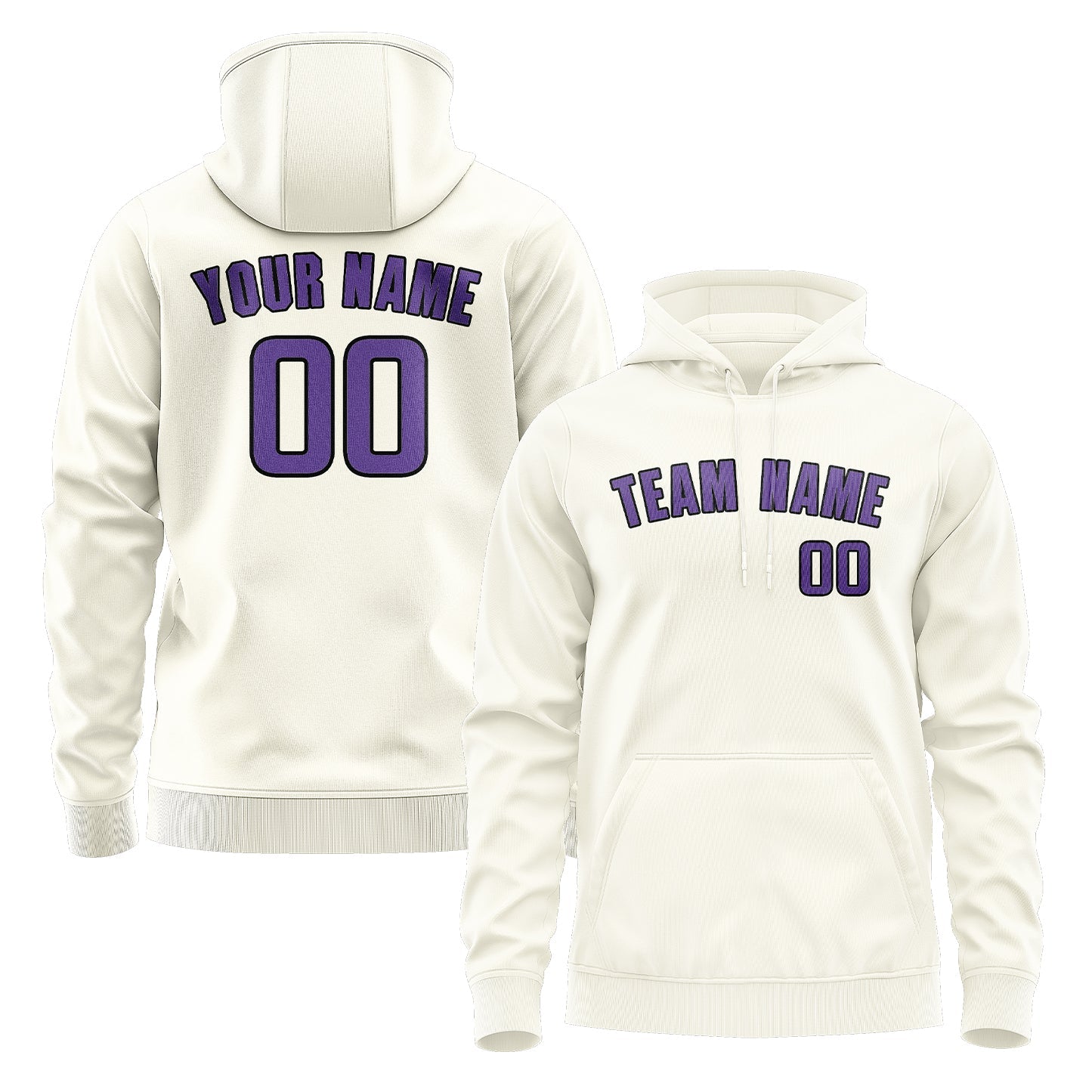 Custom Cream Light Purple Hoodie
