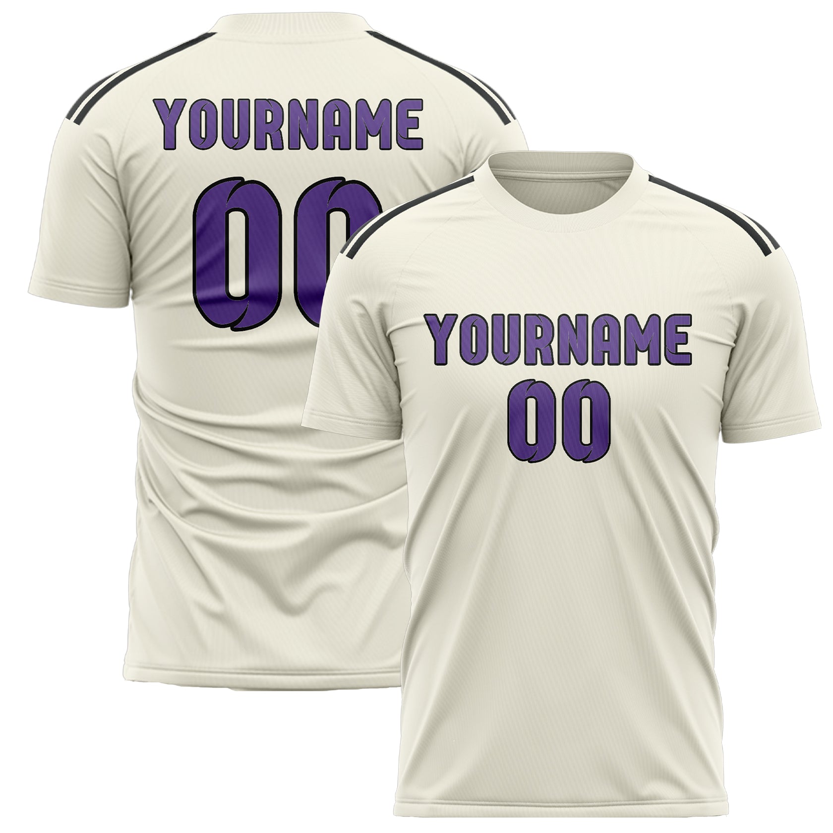 Custom Cream Light Purple Soccer Jersey