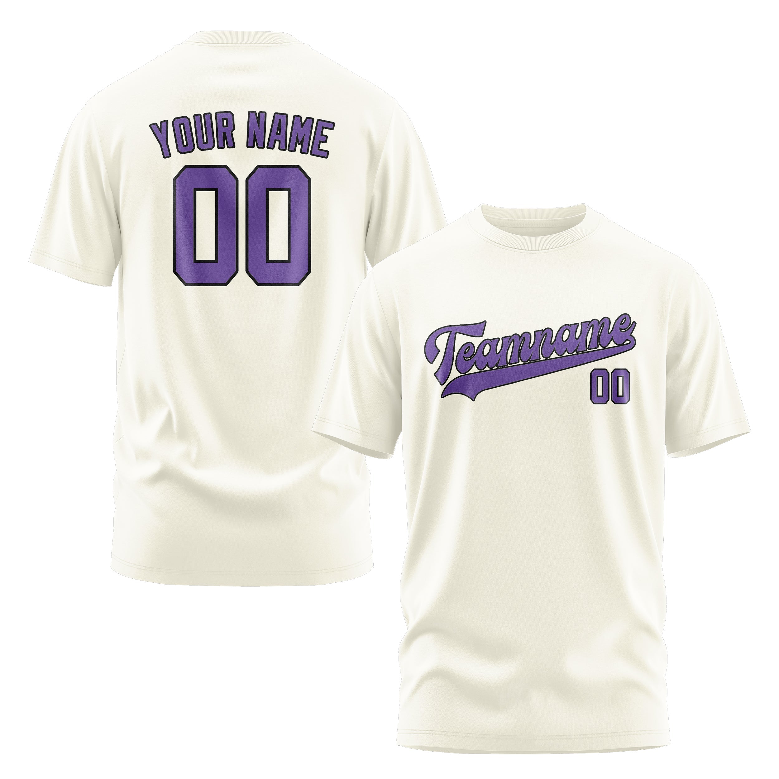 Custom Cream Light Purple T-Shirt
