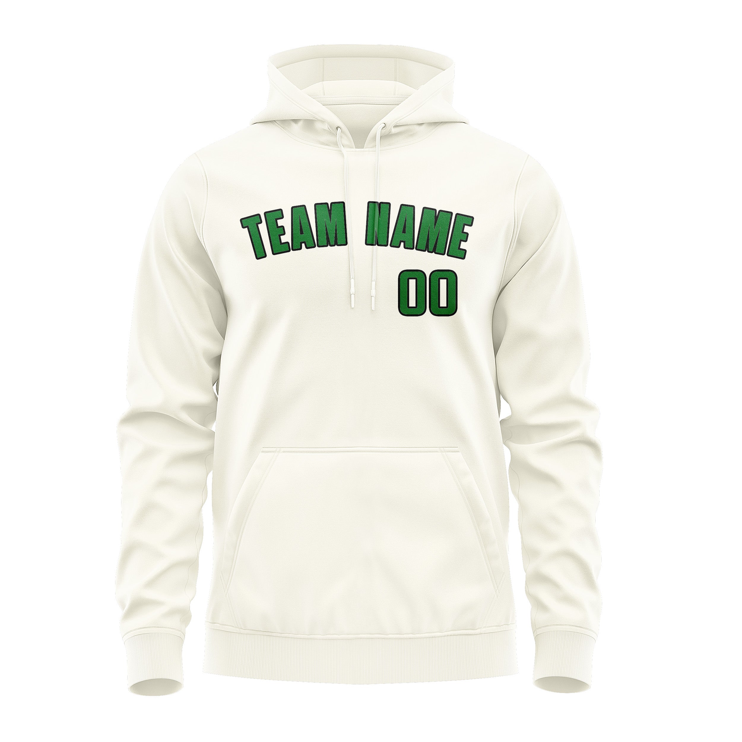 Custom Cream Emerald Green Hoodie