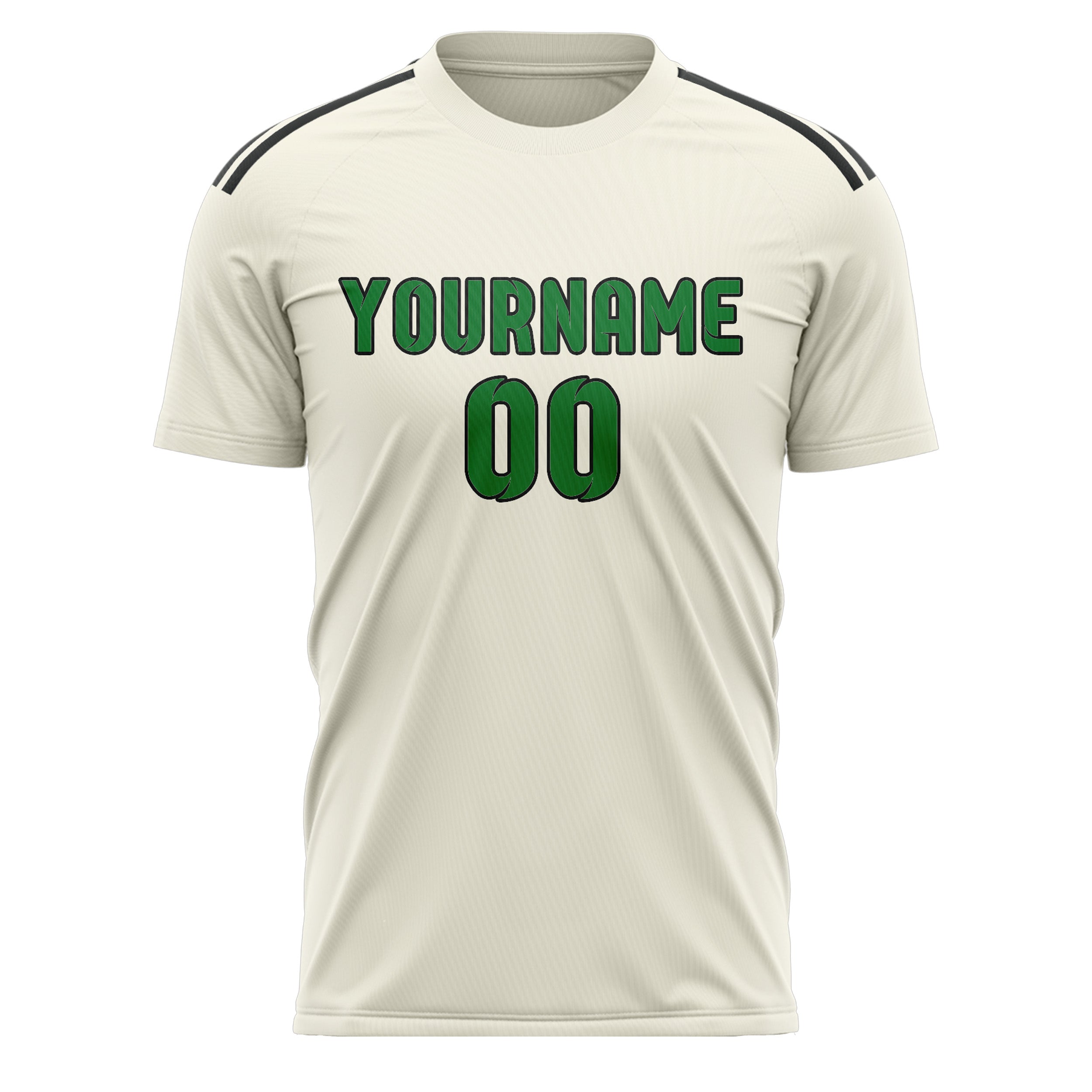 Custom Cream Emerald Green Soccer Jersey