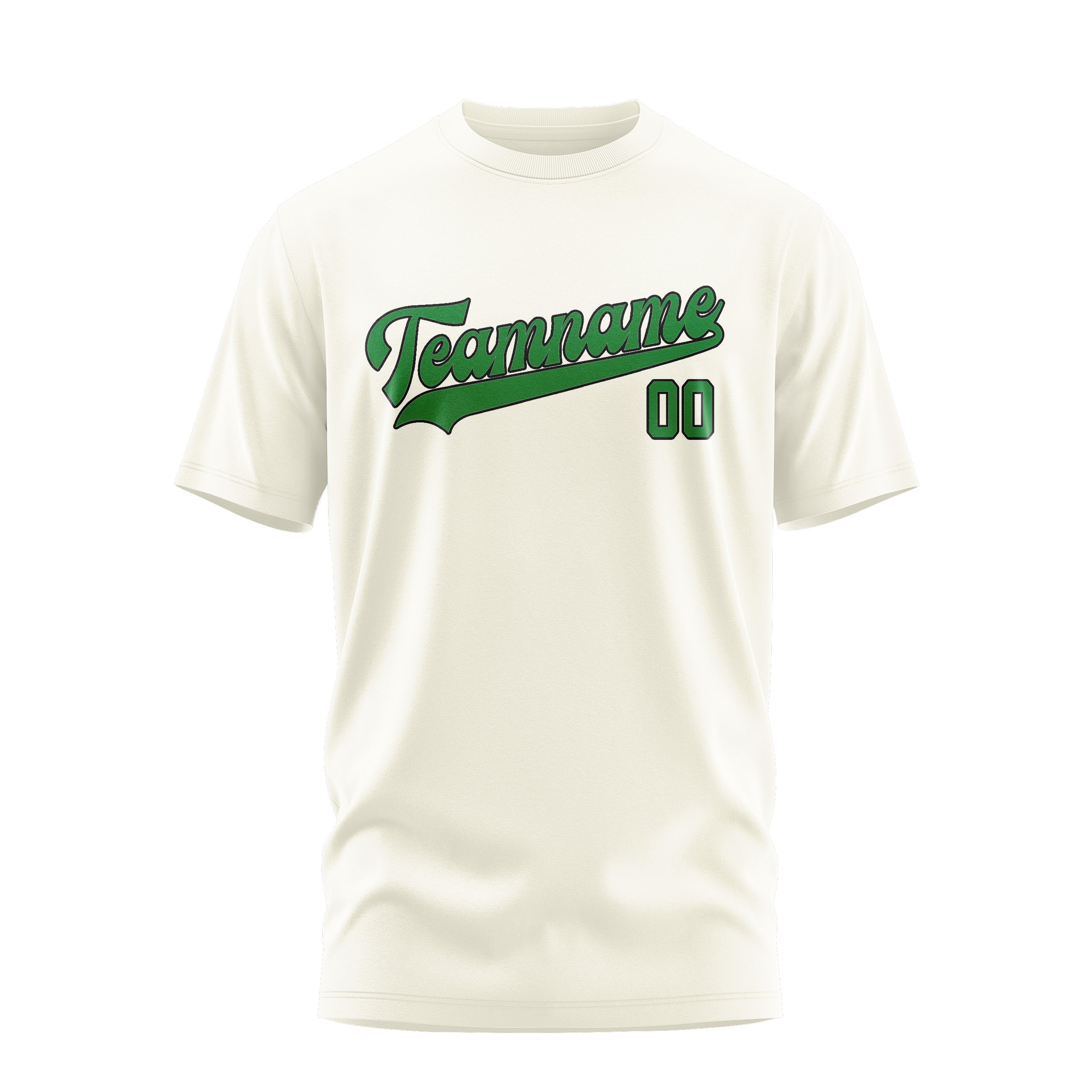 Custom Cream Emerald Green T-Shirt