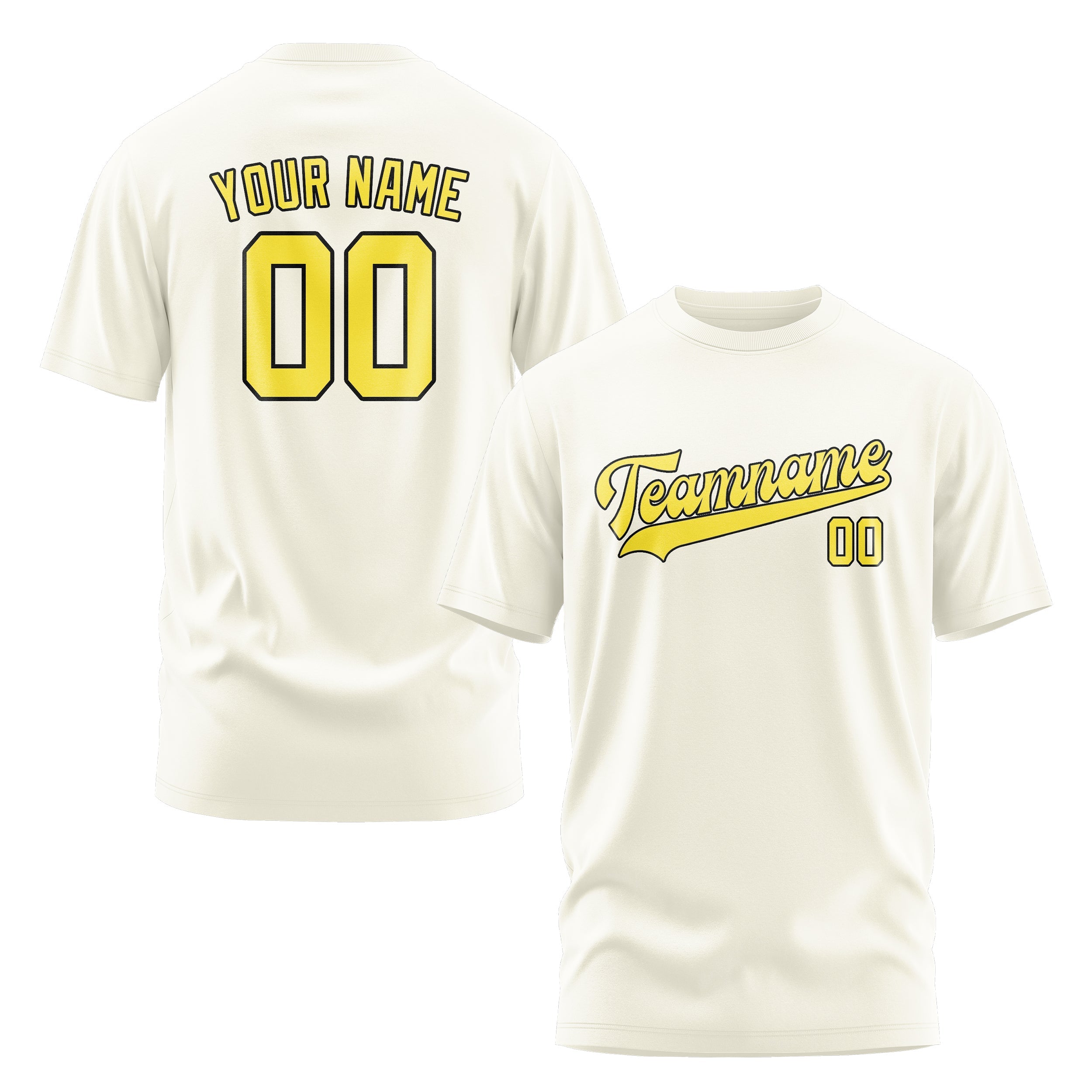Custom Cream Light Yellow T-Shirt