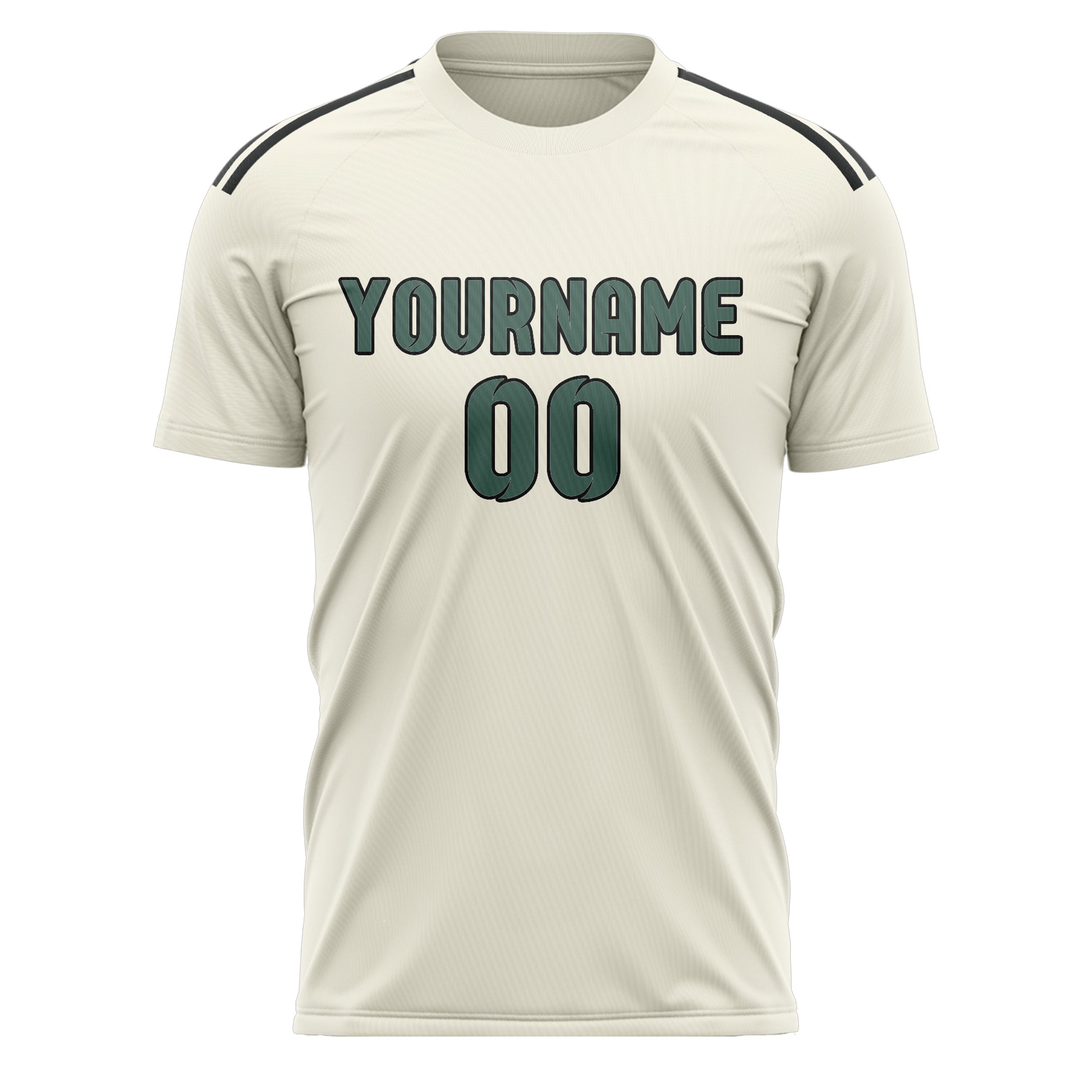 Custom Cream Blue Green Soccer Jersey