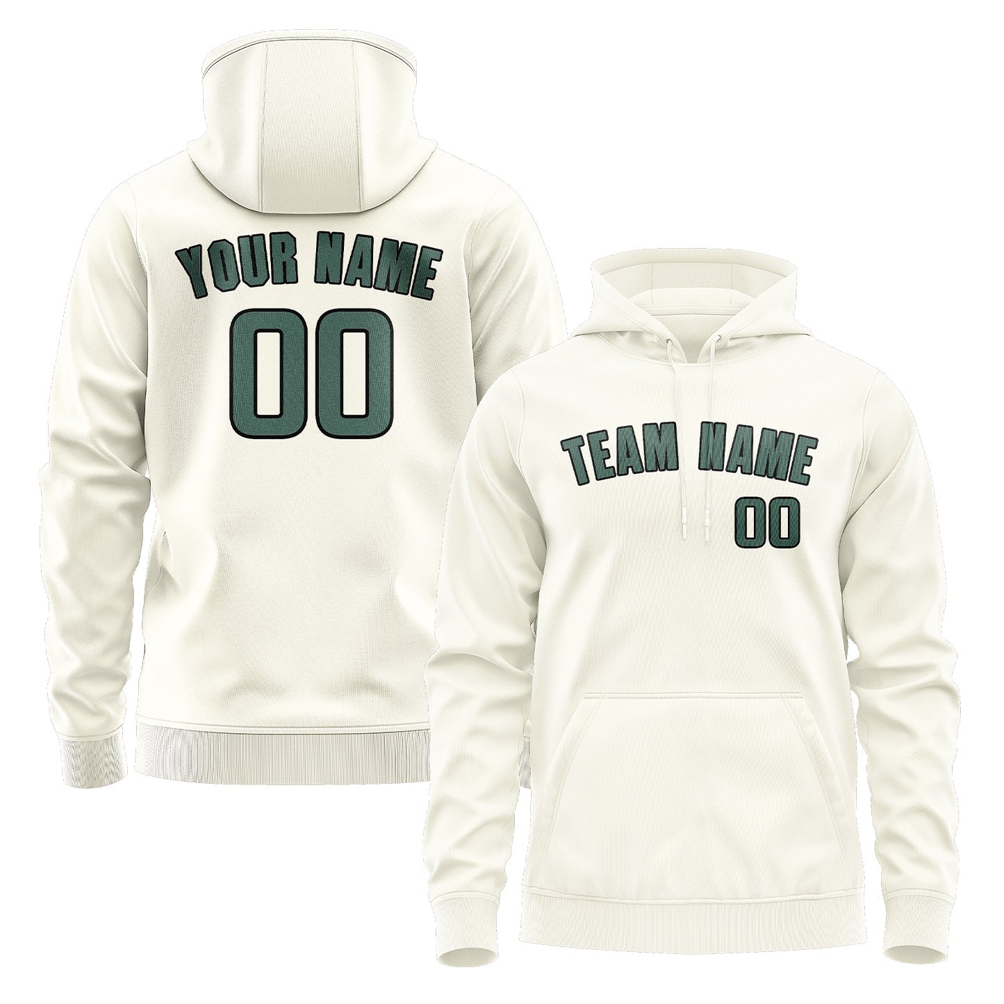 Custom Cream Blue Green Hoodie