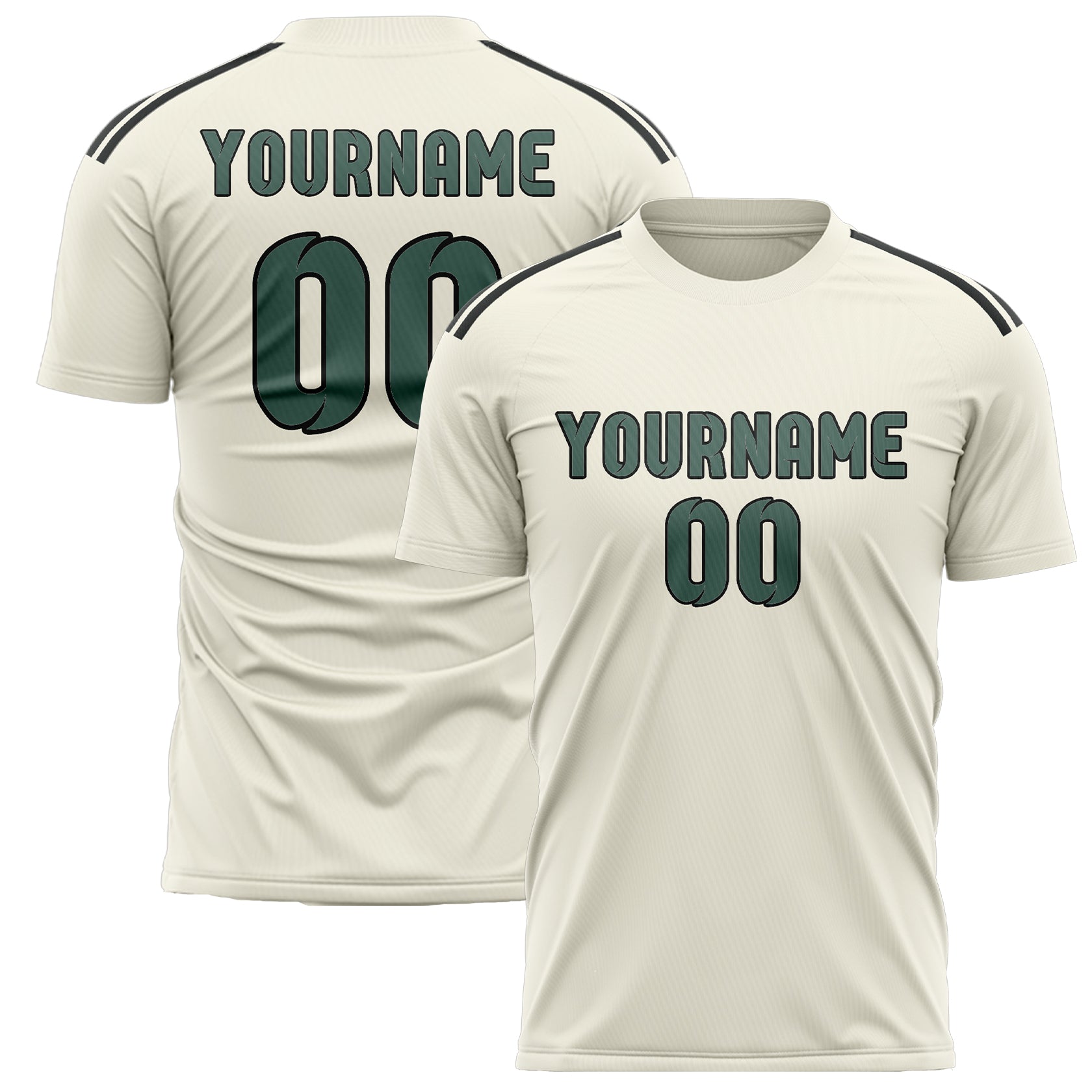 Custom Cream Blue Green Soccer Jersey