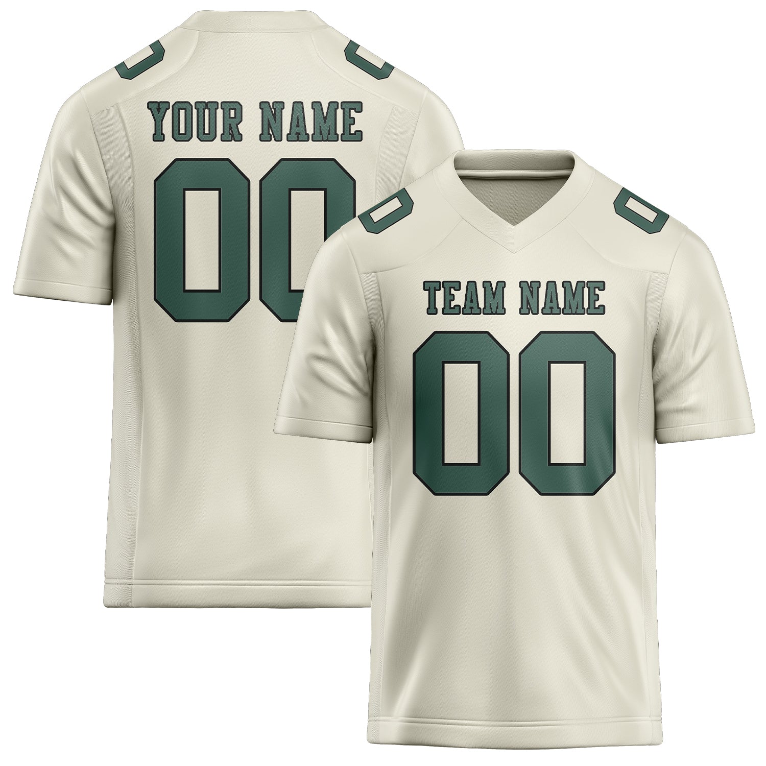 Custom Cream Blue Green Football Jersey