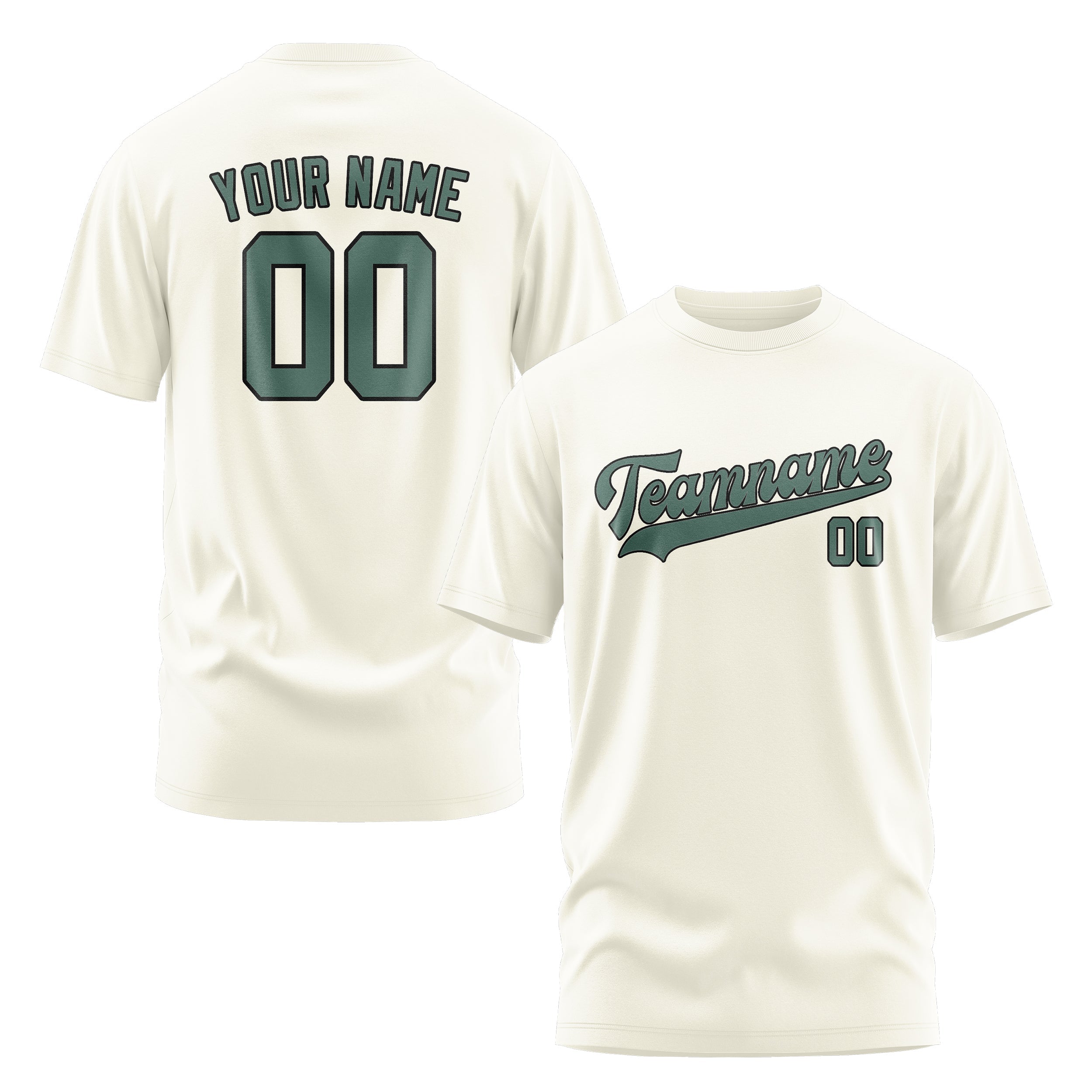 Custom Cream Blue Green T-Shirt