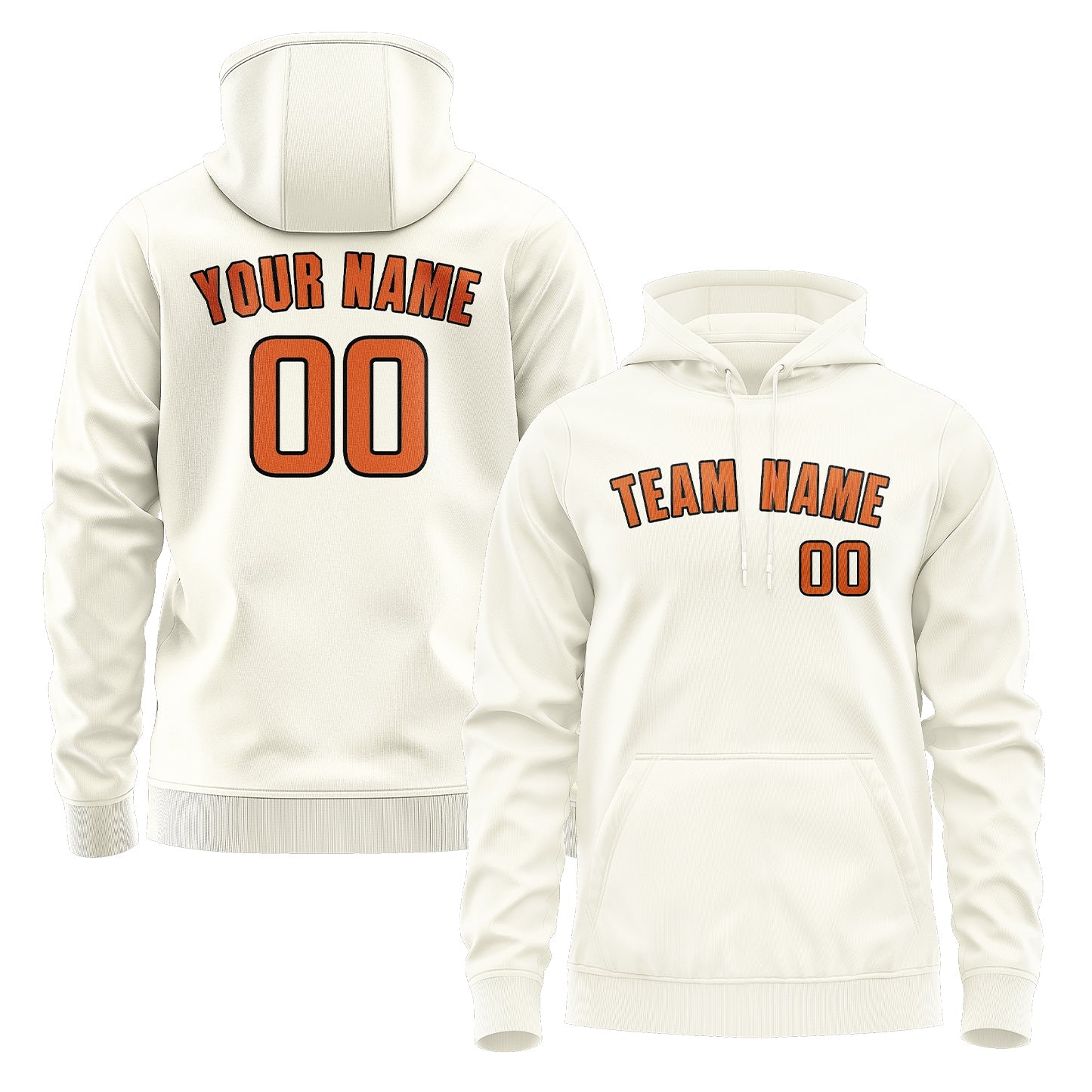 Custom Cream Orange Hoodie