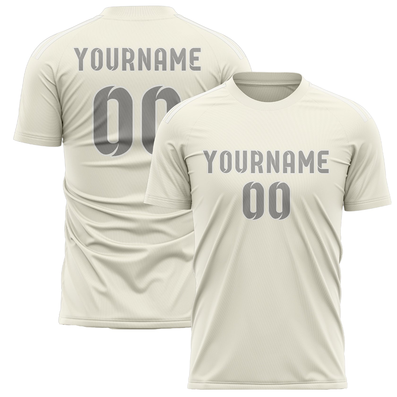 Custom Cream Gray Soccer Jersey