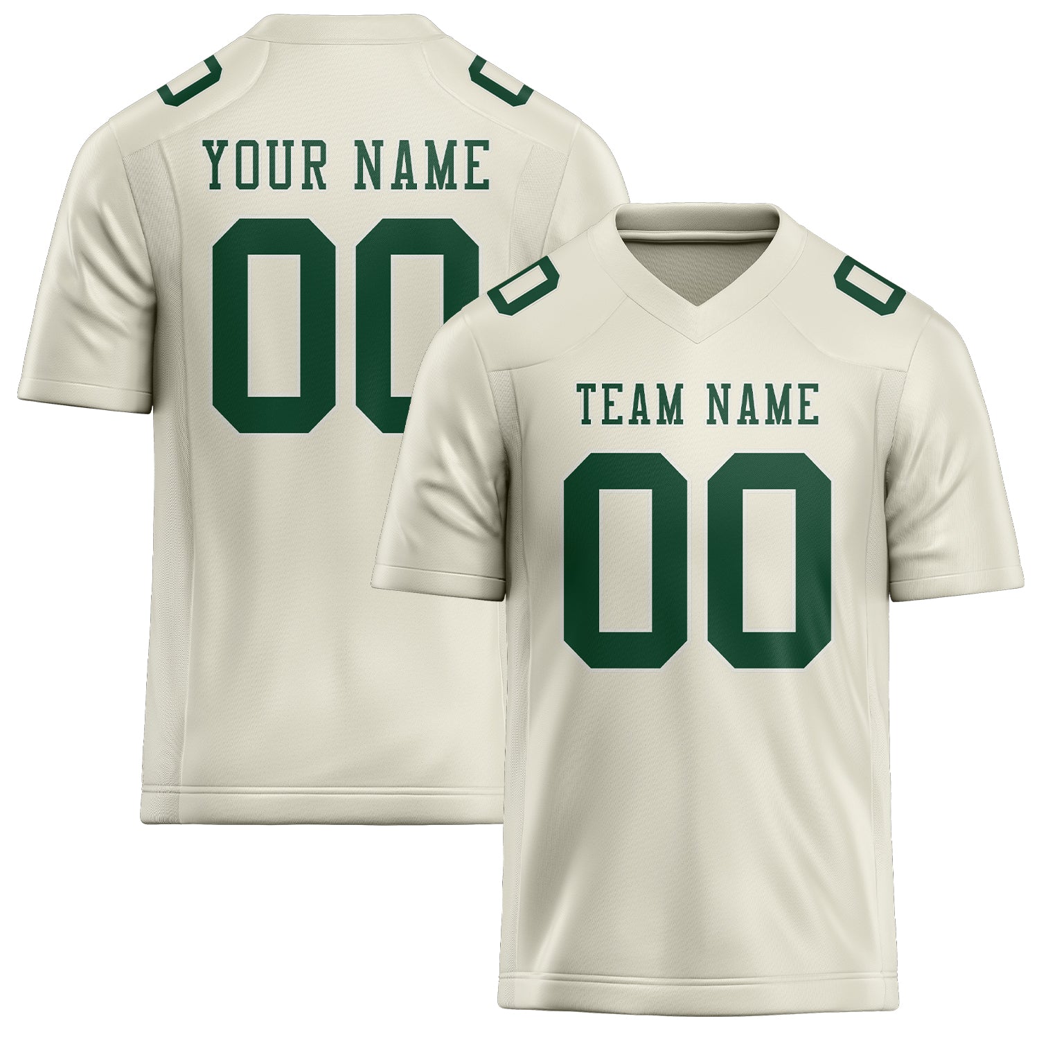 Custom Cream Green Football Jersey