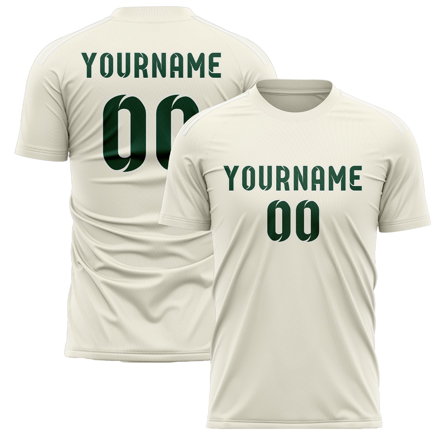 Custom Cream Green Soccer Jersey