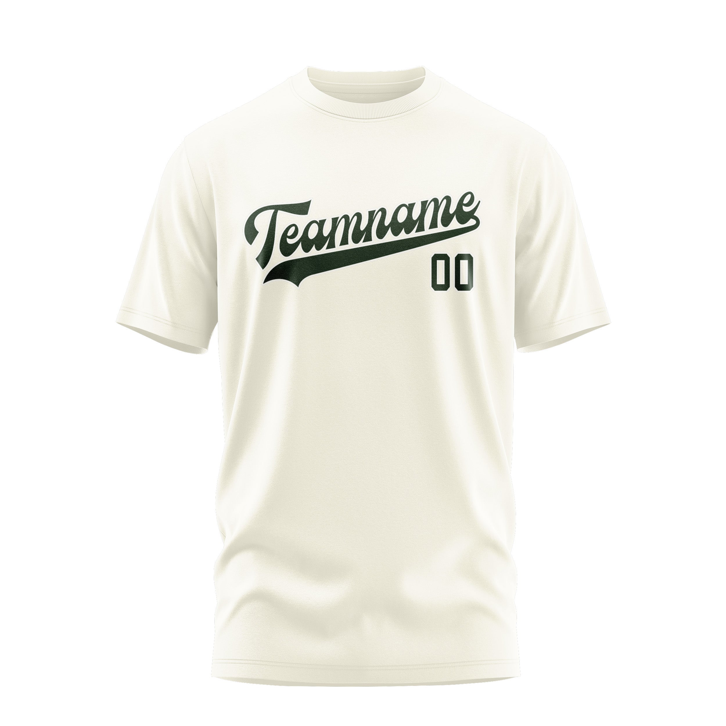 Custom Cream Dark Green T-Shirt
