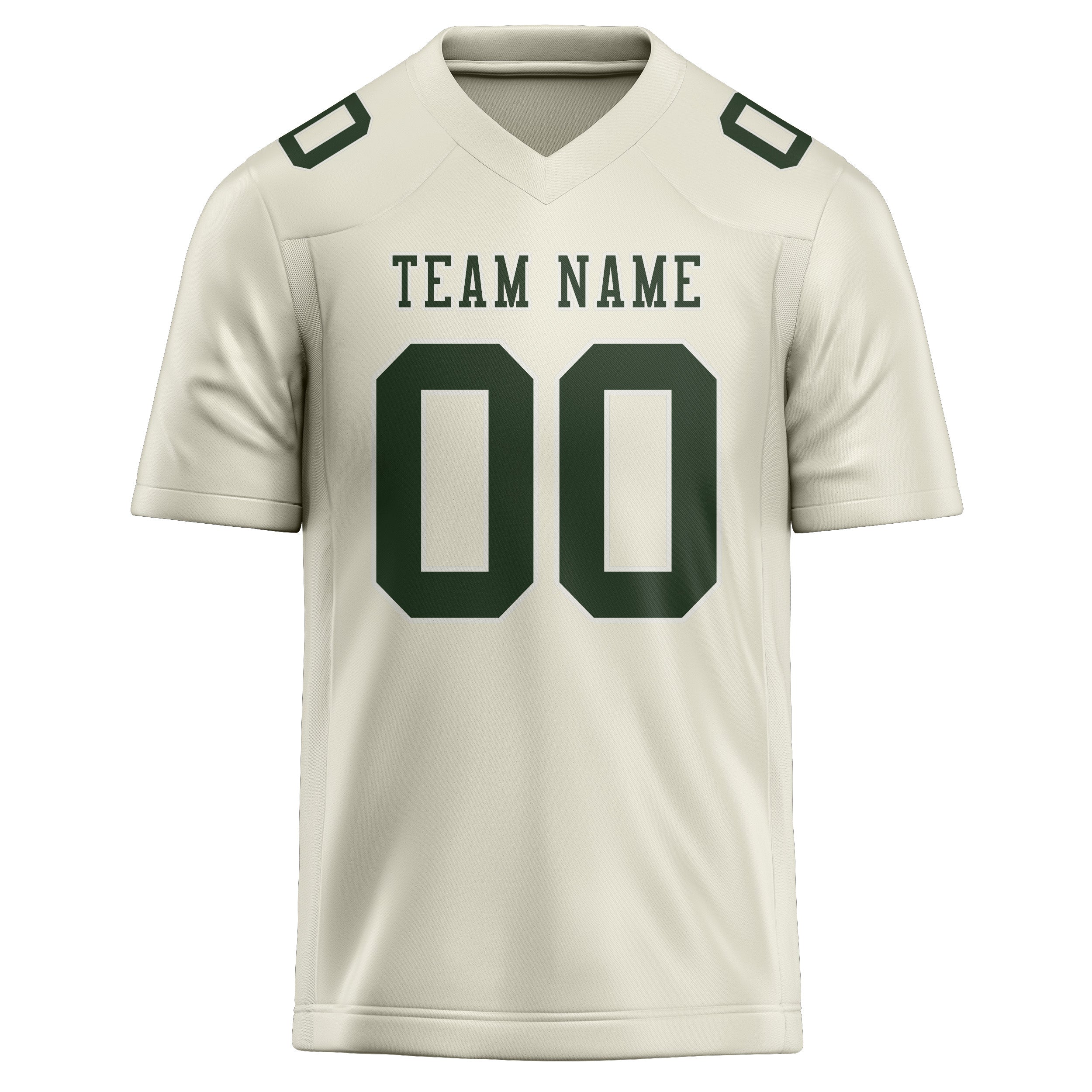 Custom Cream Dark Green Football Jersey