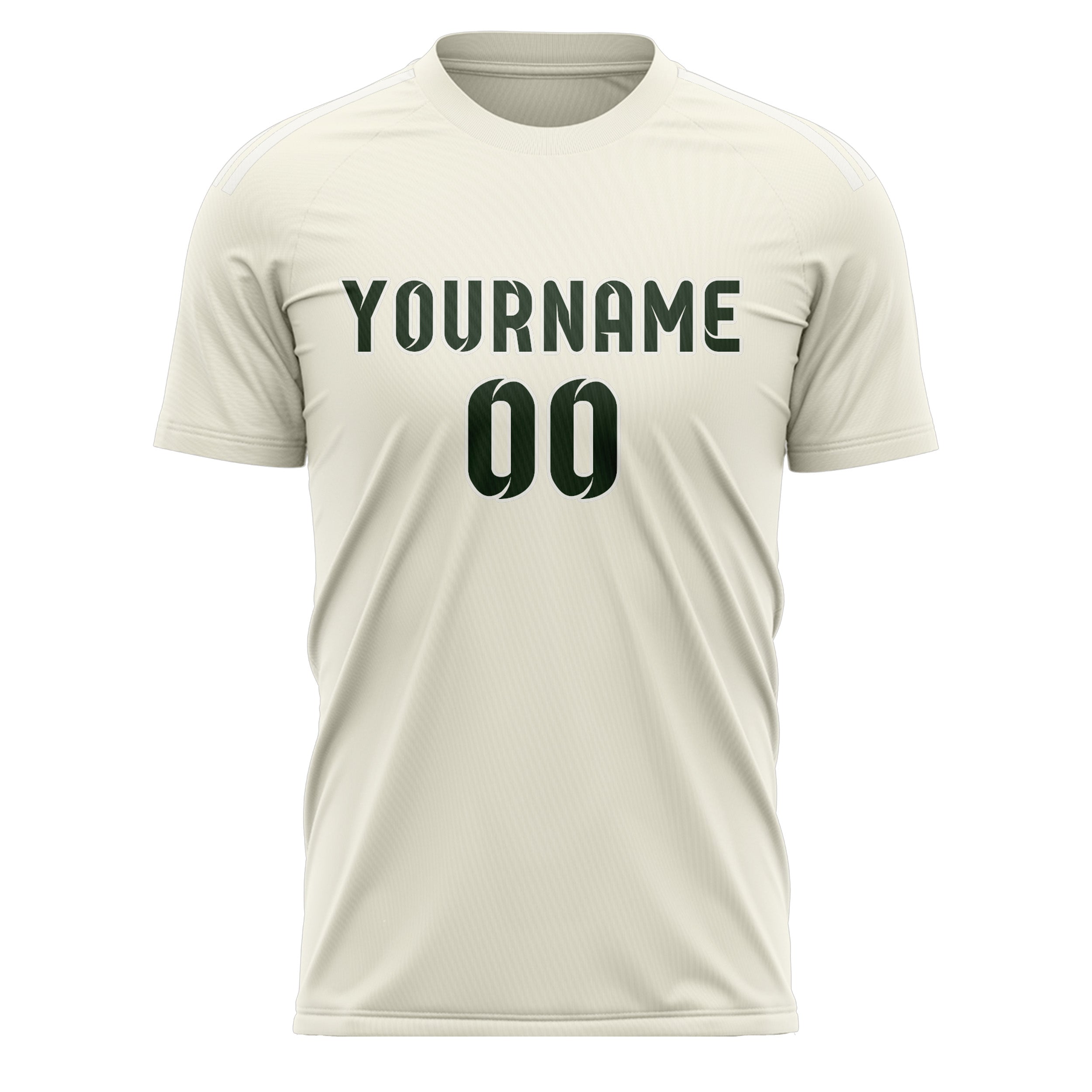 Custom Cream Dark Green Soccer Jersey