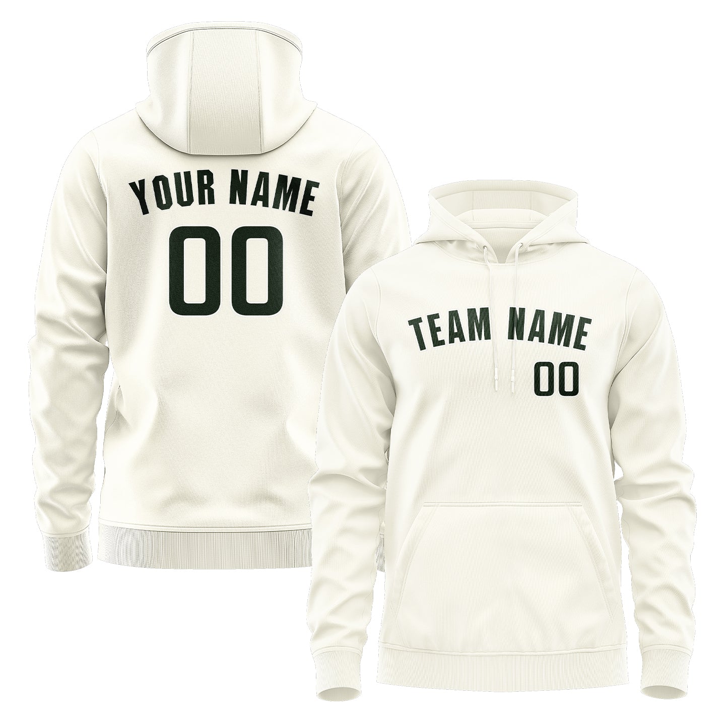 Custom Cream Dark Green Hoodie
