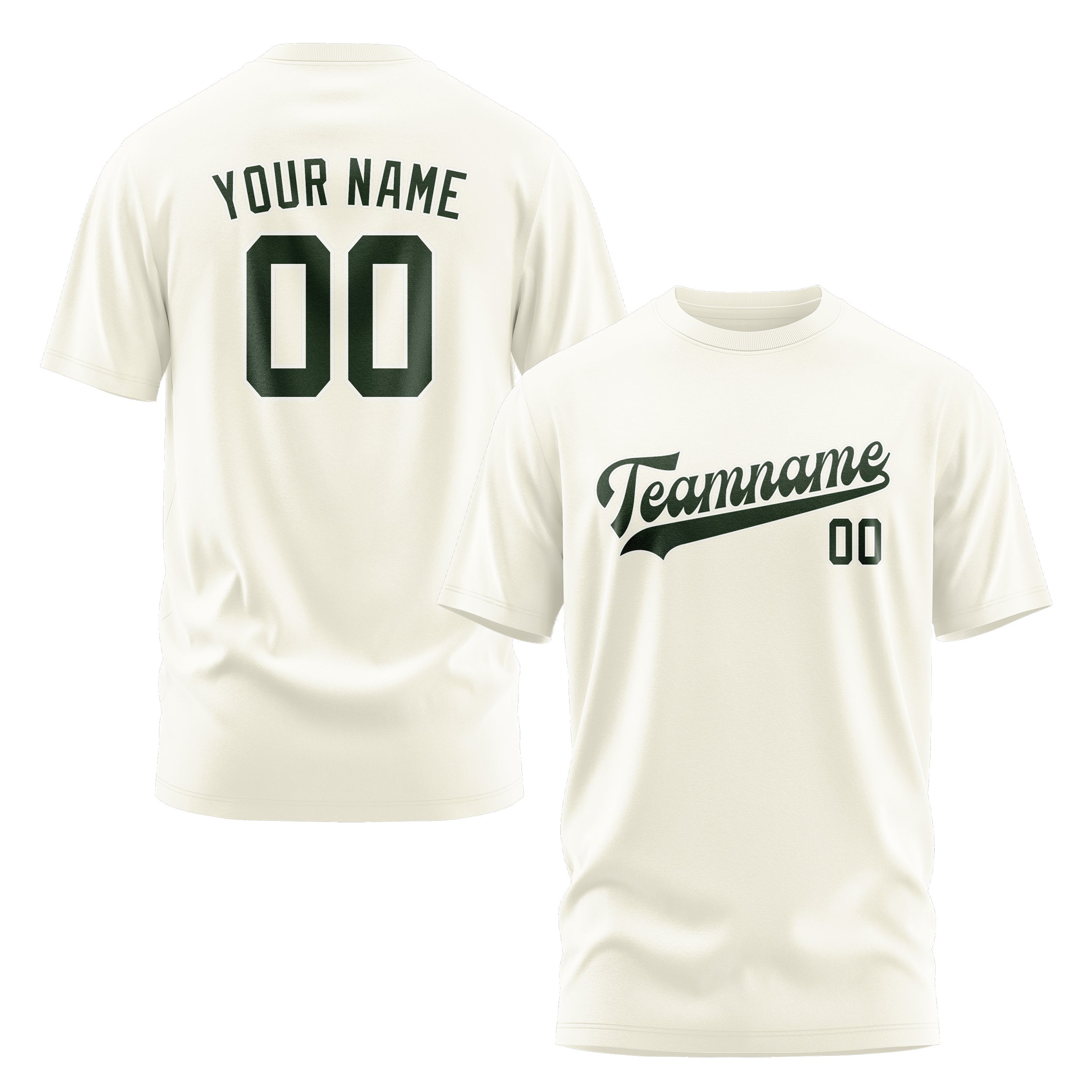 Custom Cream Dark Green T-Shirt