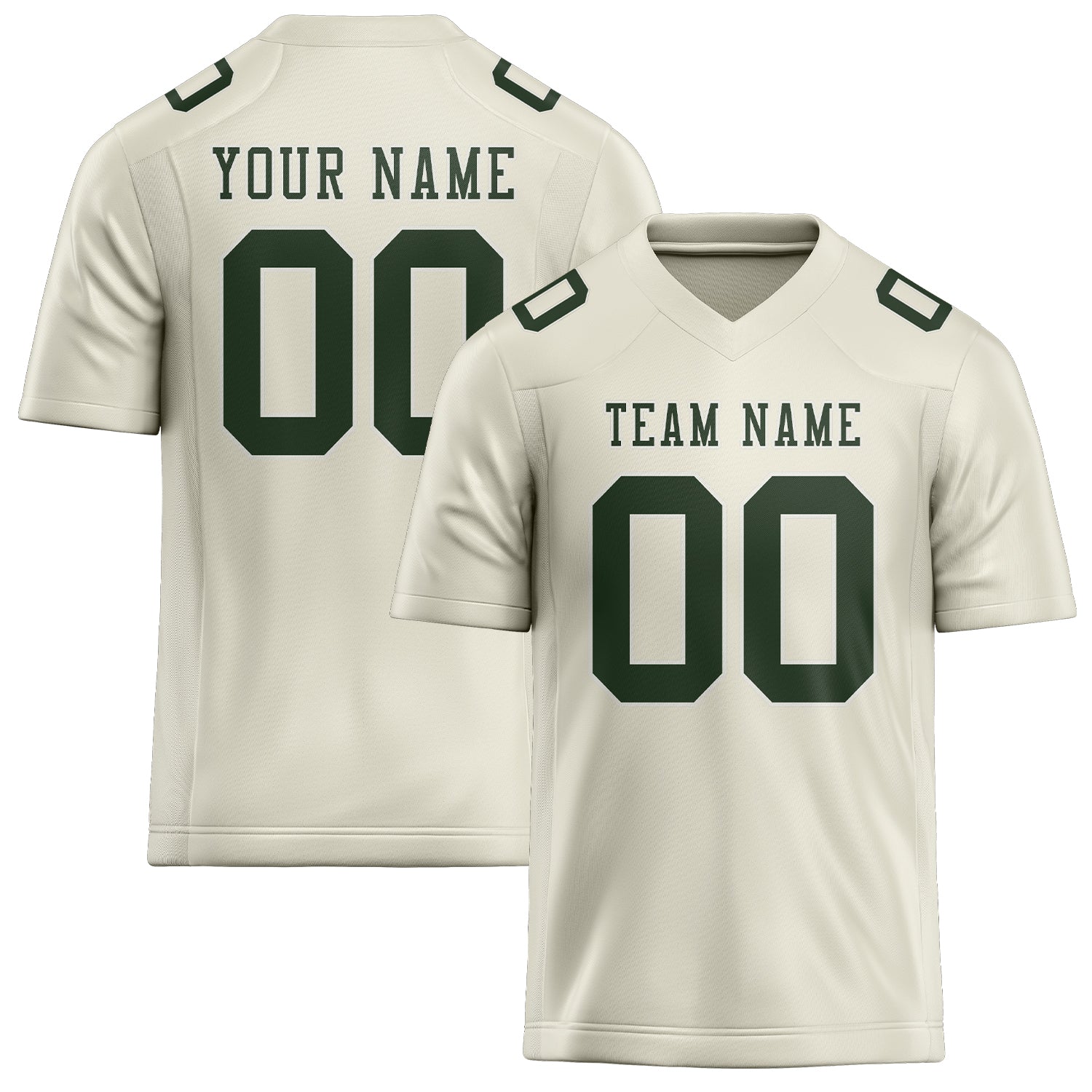 Custom Cream Dark Green Football Jersey