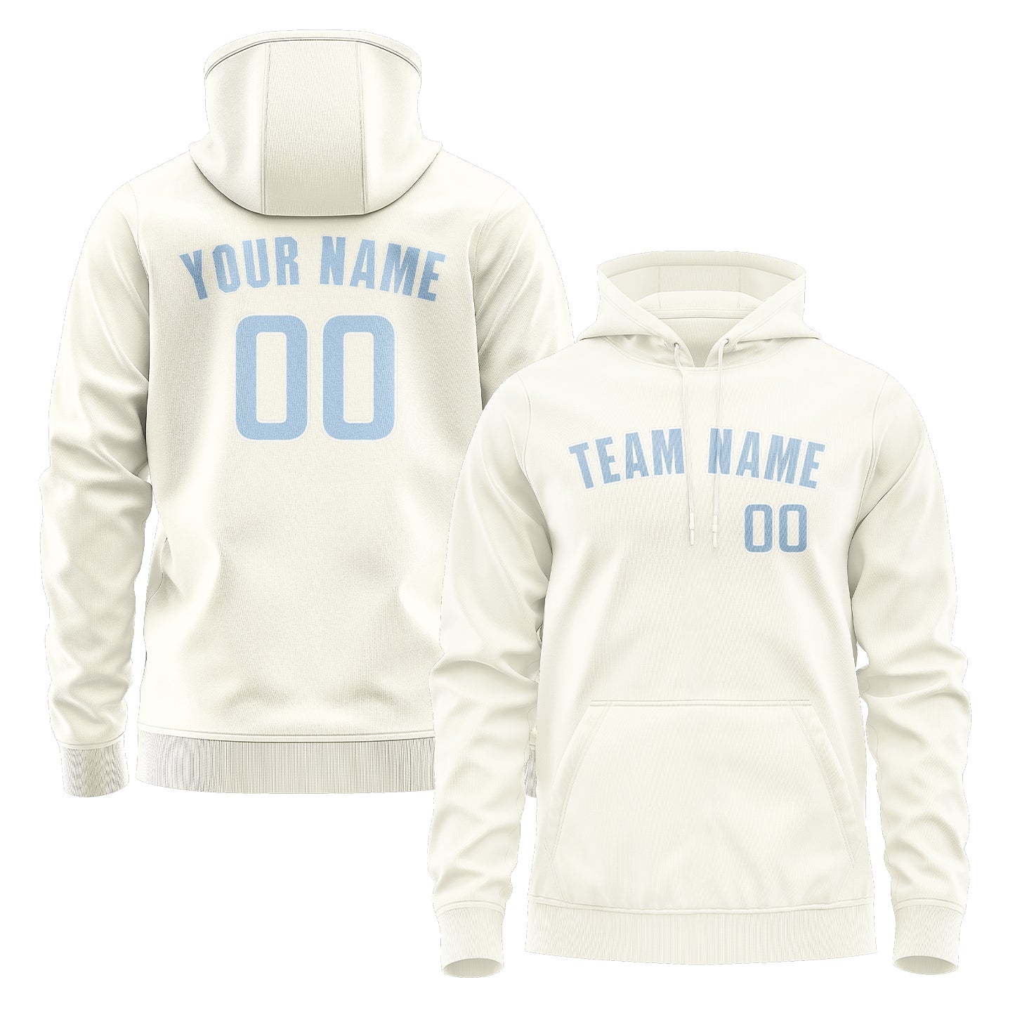Custom Cream Light Blue Hoodie