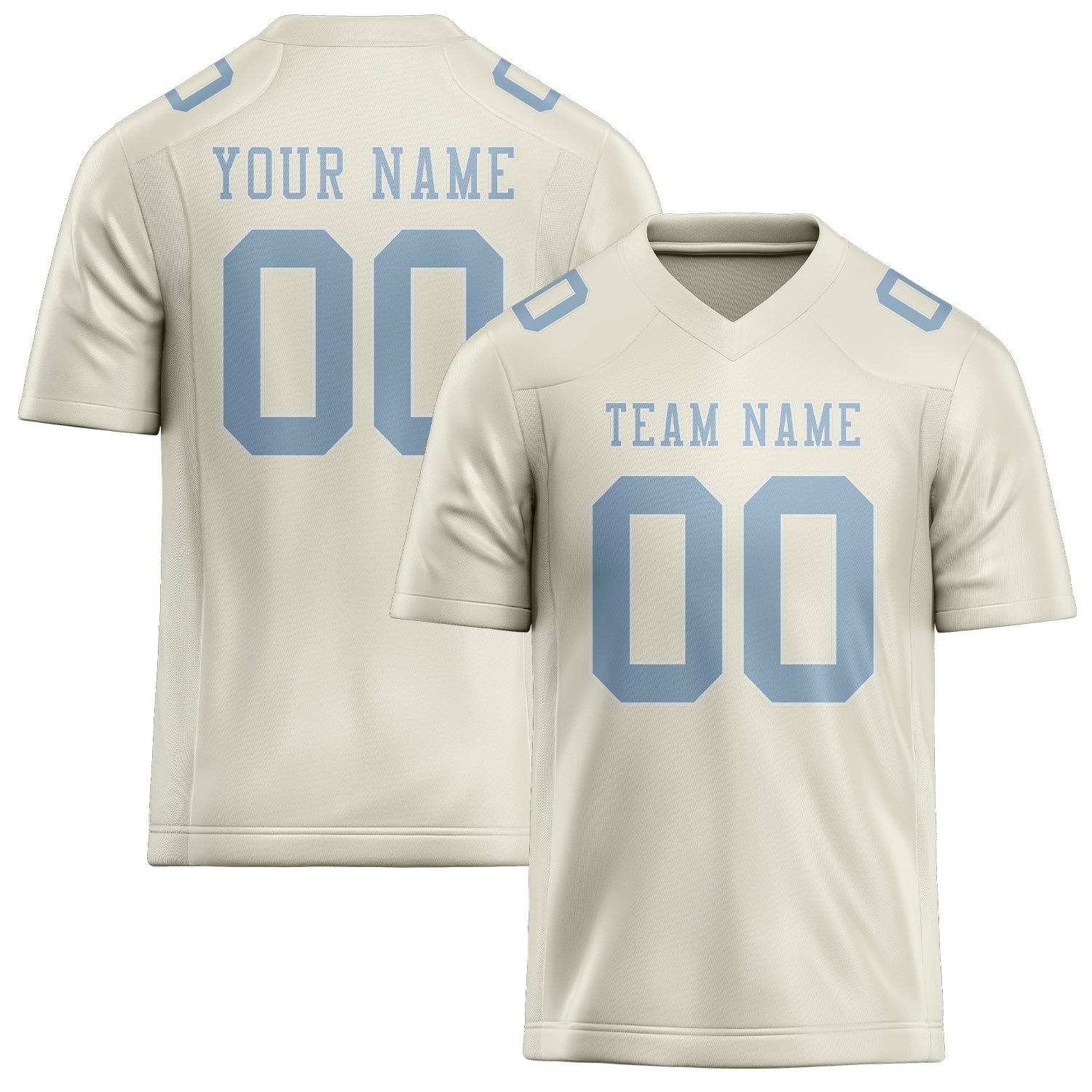 Custom Cream Light Blue Football Jersey
