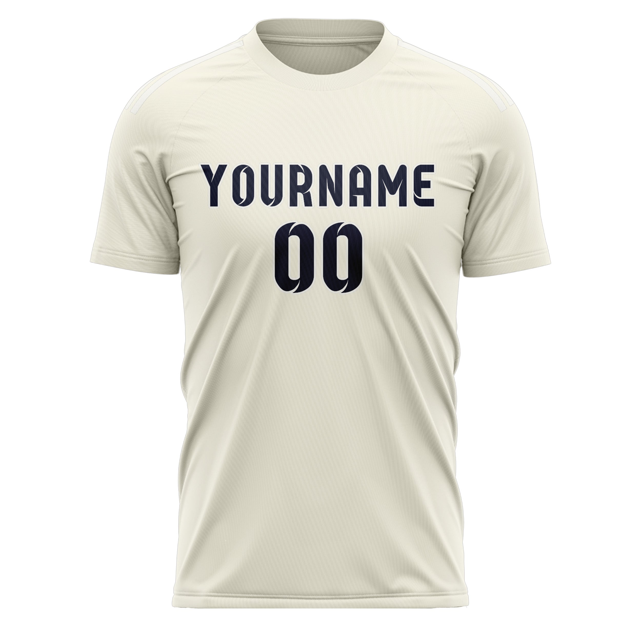 Custom Cream Navy Soccer Jersey