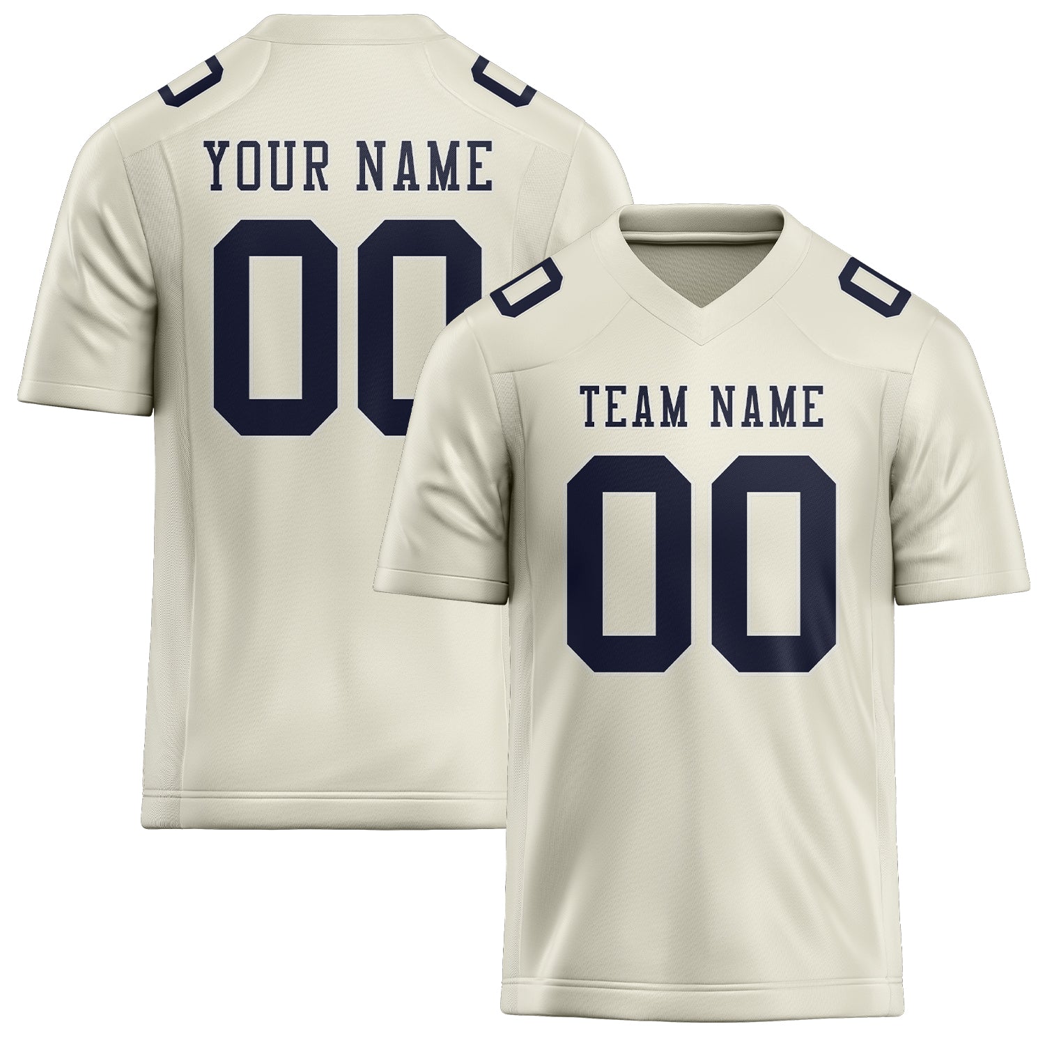 Custom Cream Navy Football Jersey