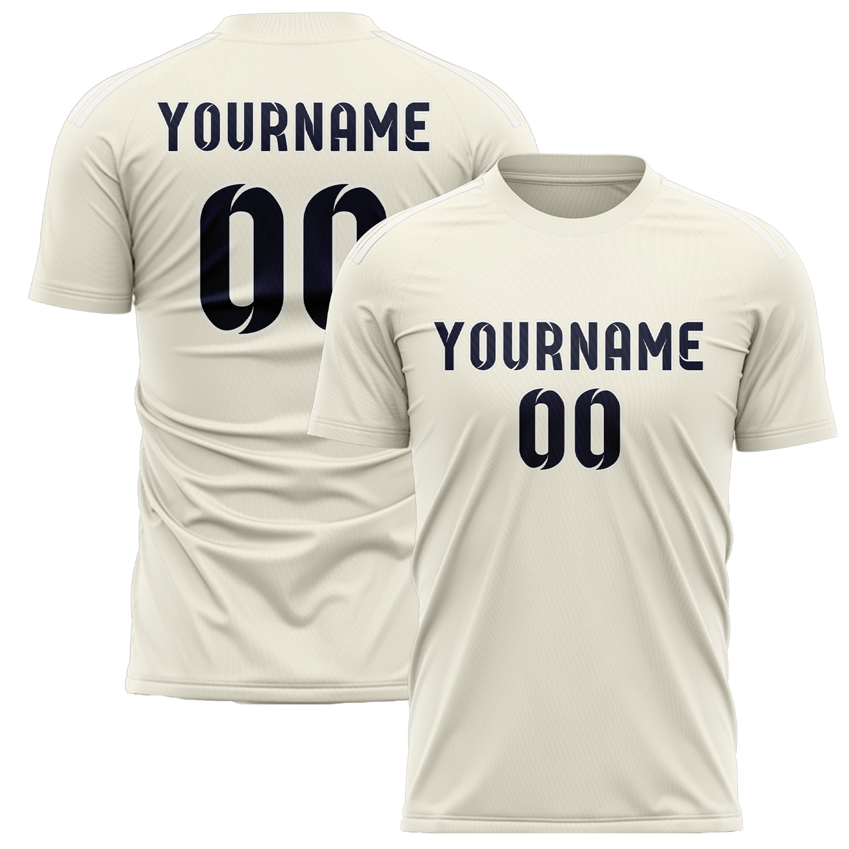 Custom Cream Navy Soccer Jersey