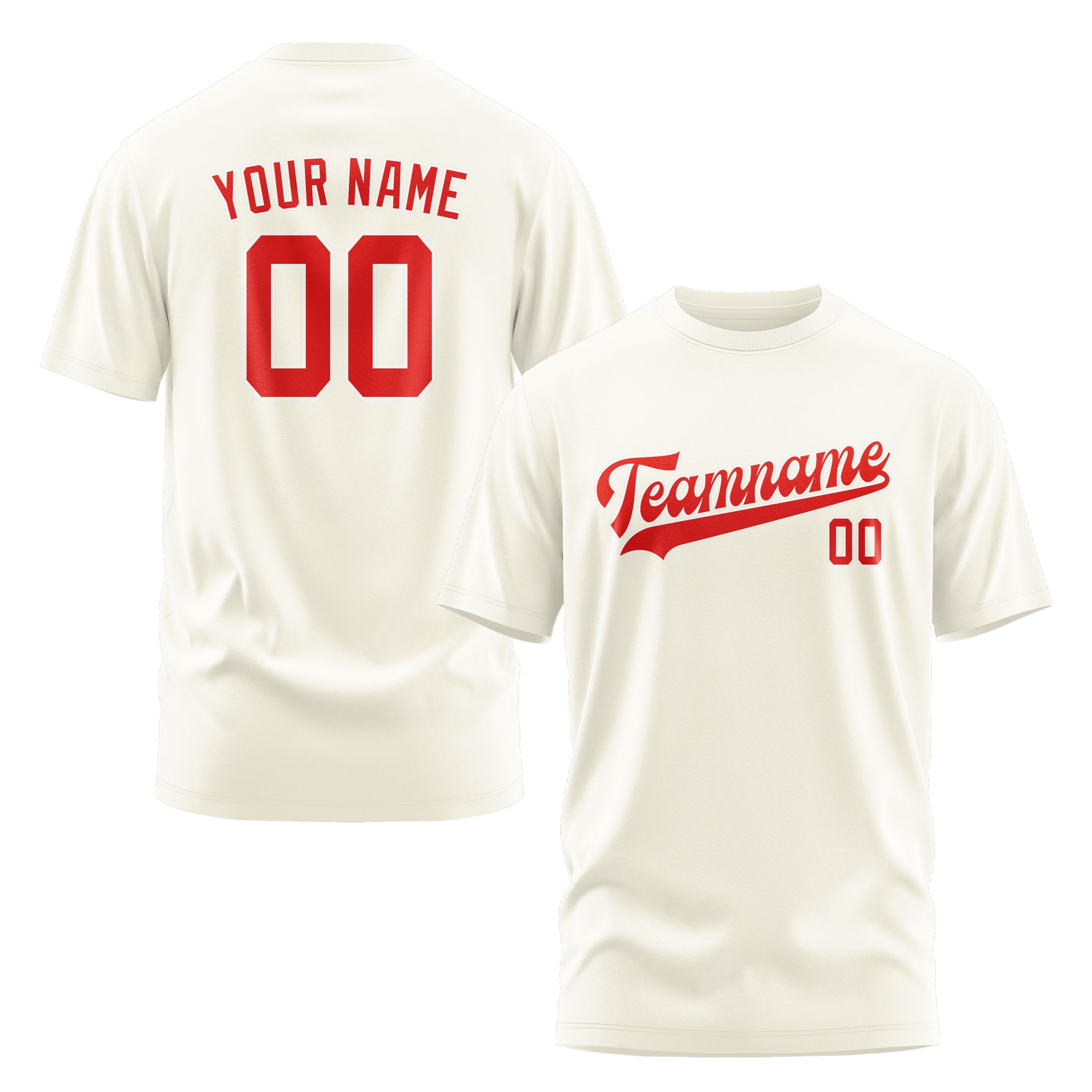 Custom Cream Orange Red T-Shirt