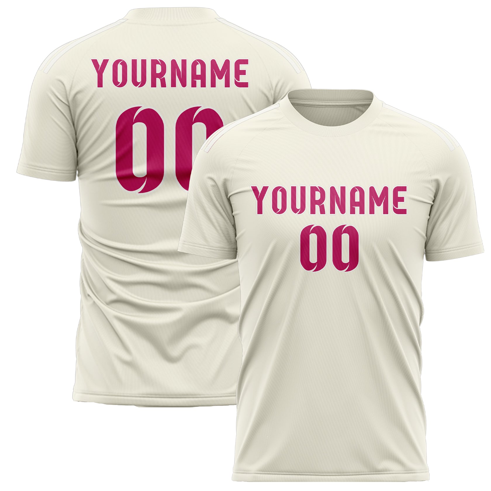 Custom Cream Pink Soccer Jersey