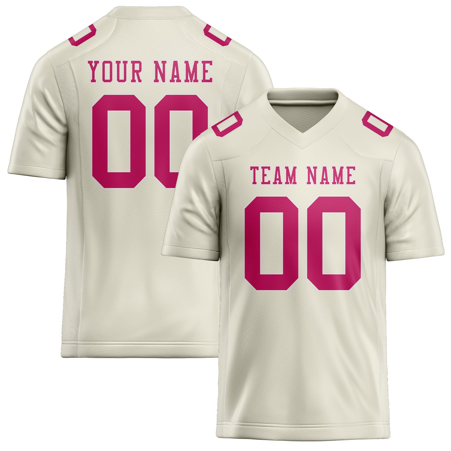 Custom Cream Pink Football Jersey