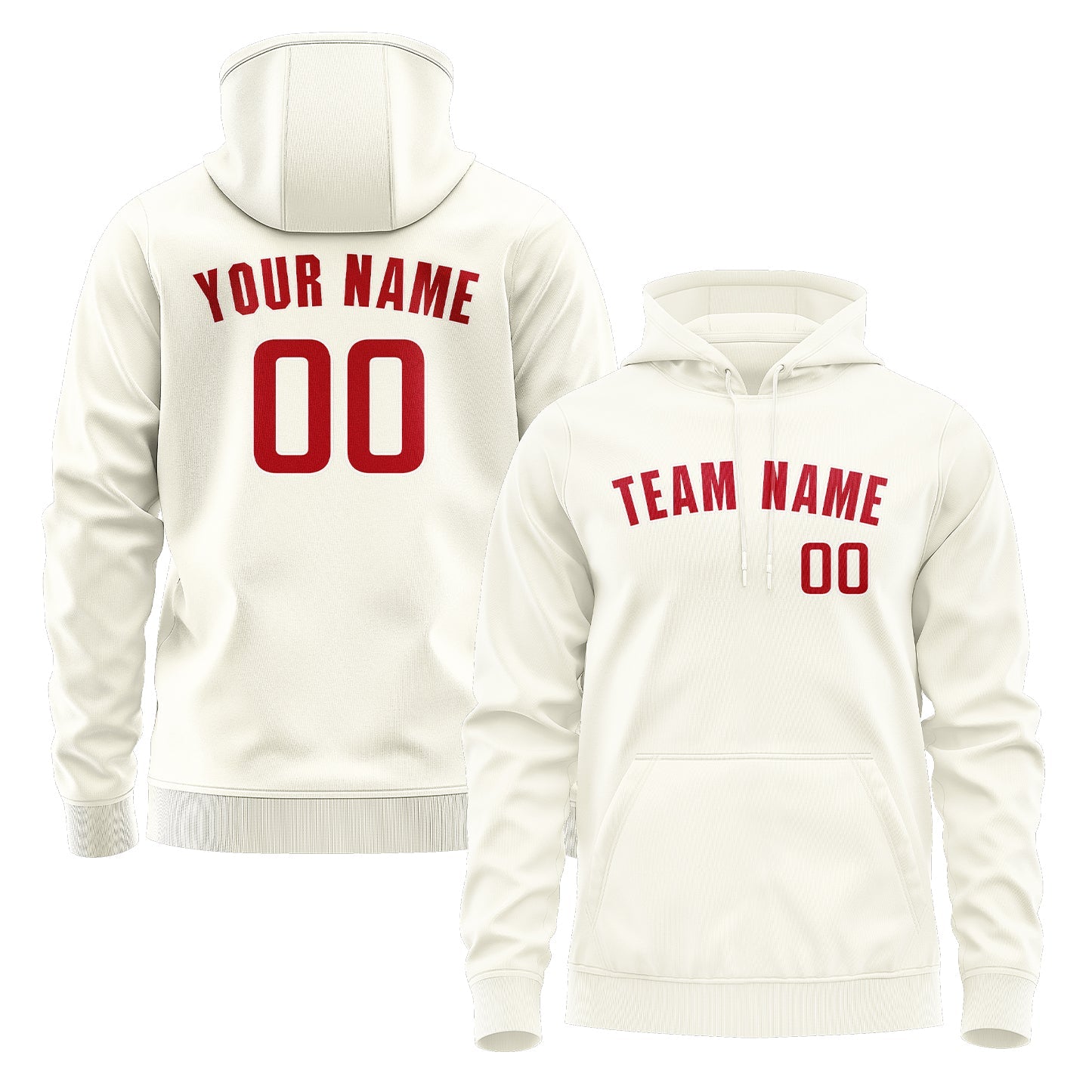 Custom Cream Red Hoodie