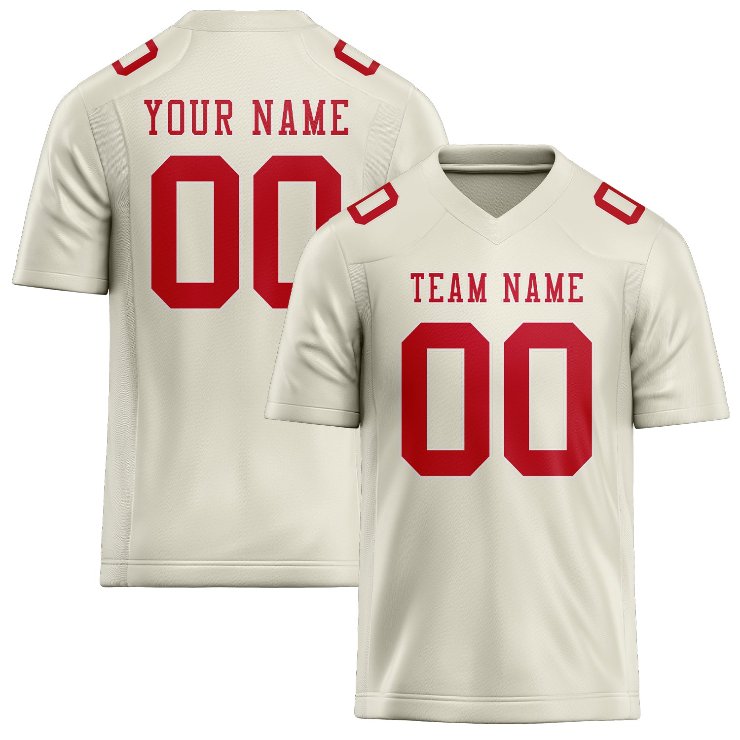 Custom Cream Red Football Jersey