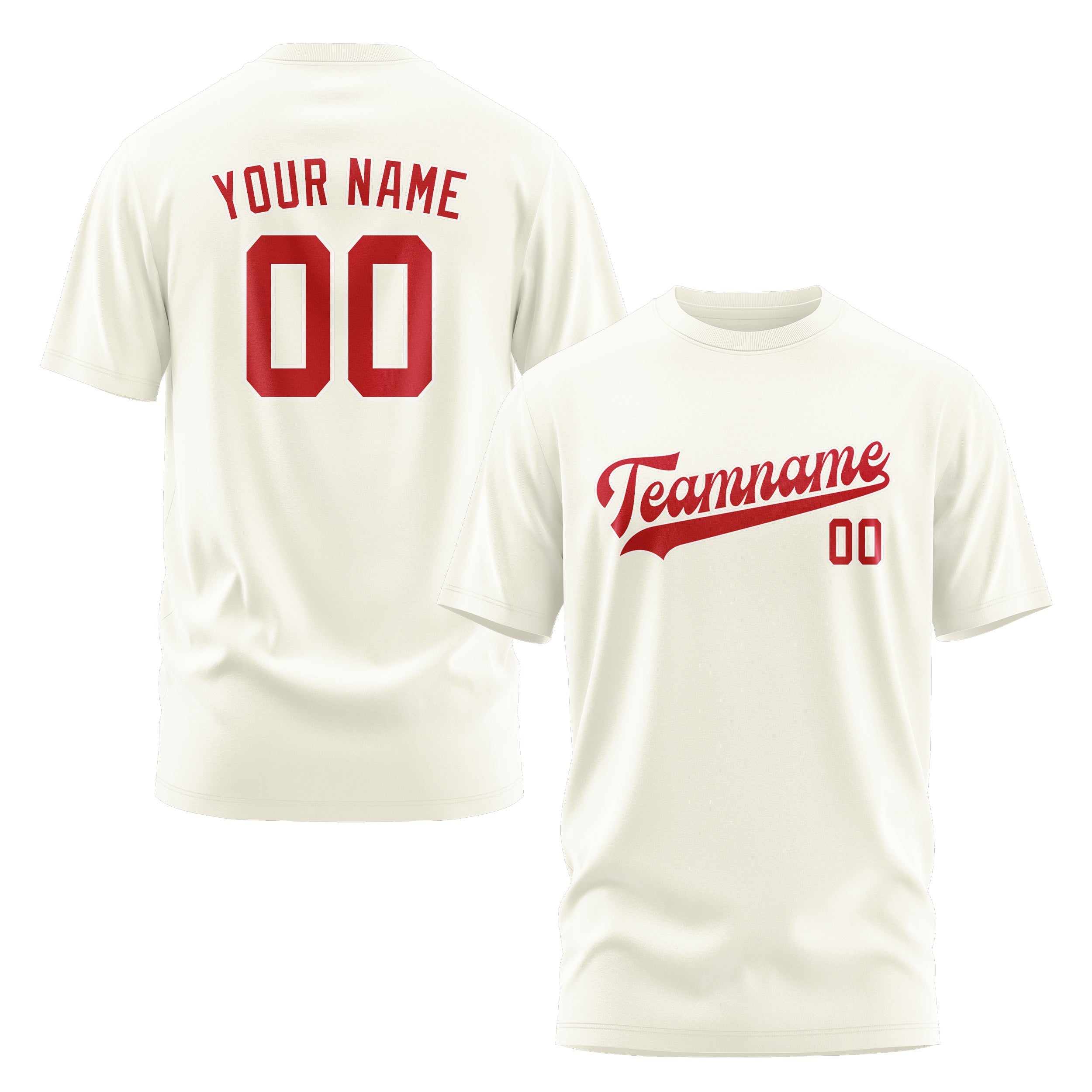 Custom Cream Red T-Shirt