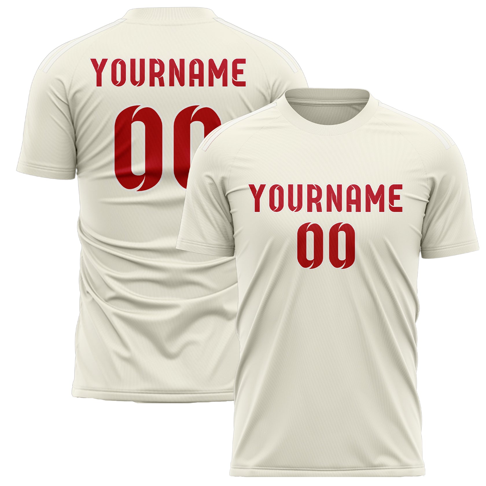 Custom Cream Red Soccer Jersey