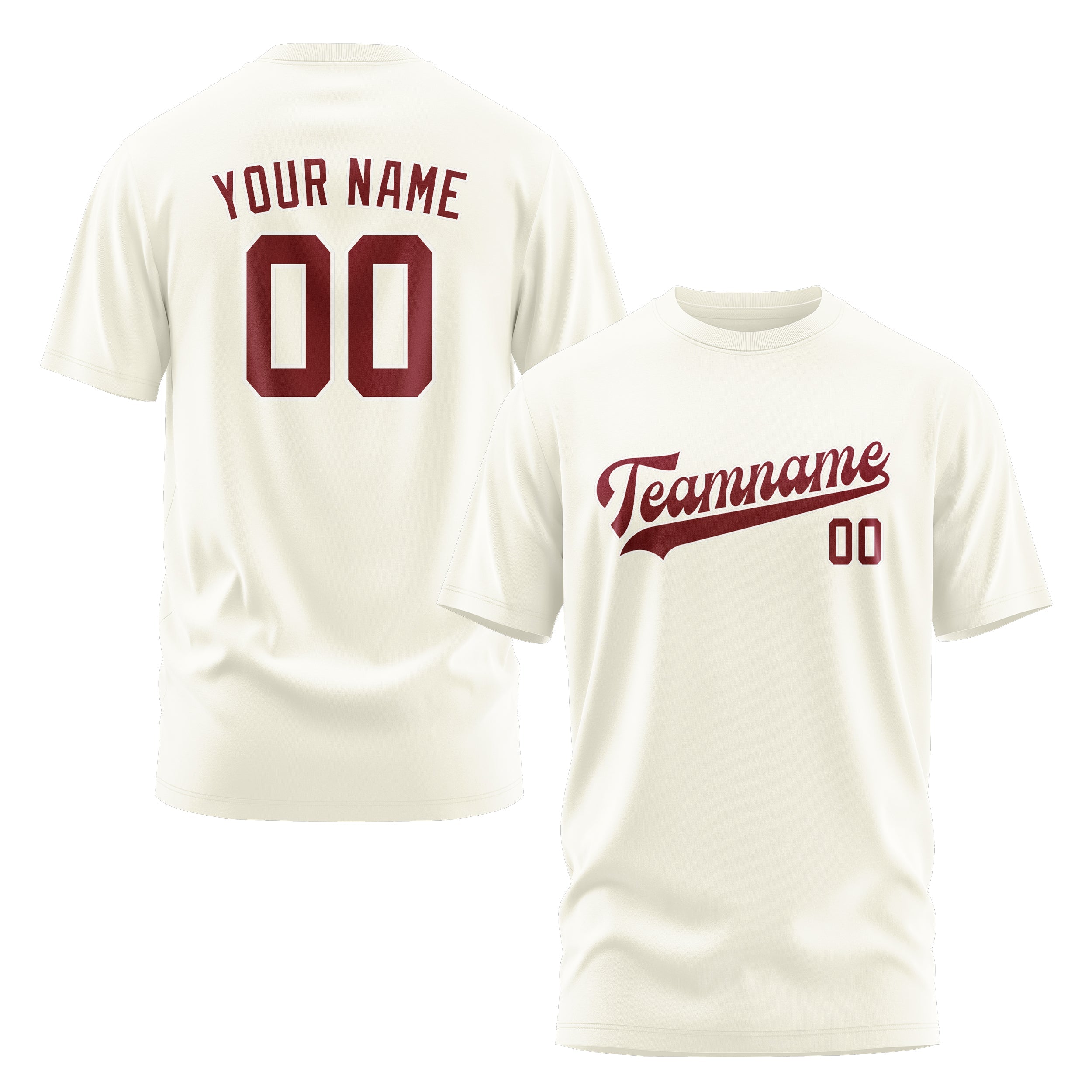 Custom Cream Crimson Red T-Shirt