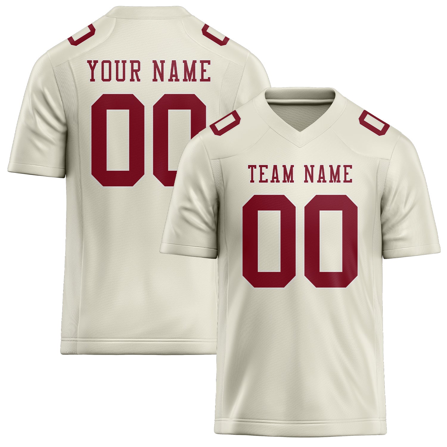 Custom Cream Crimson Red Football Jersey