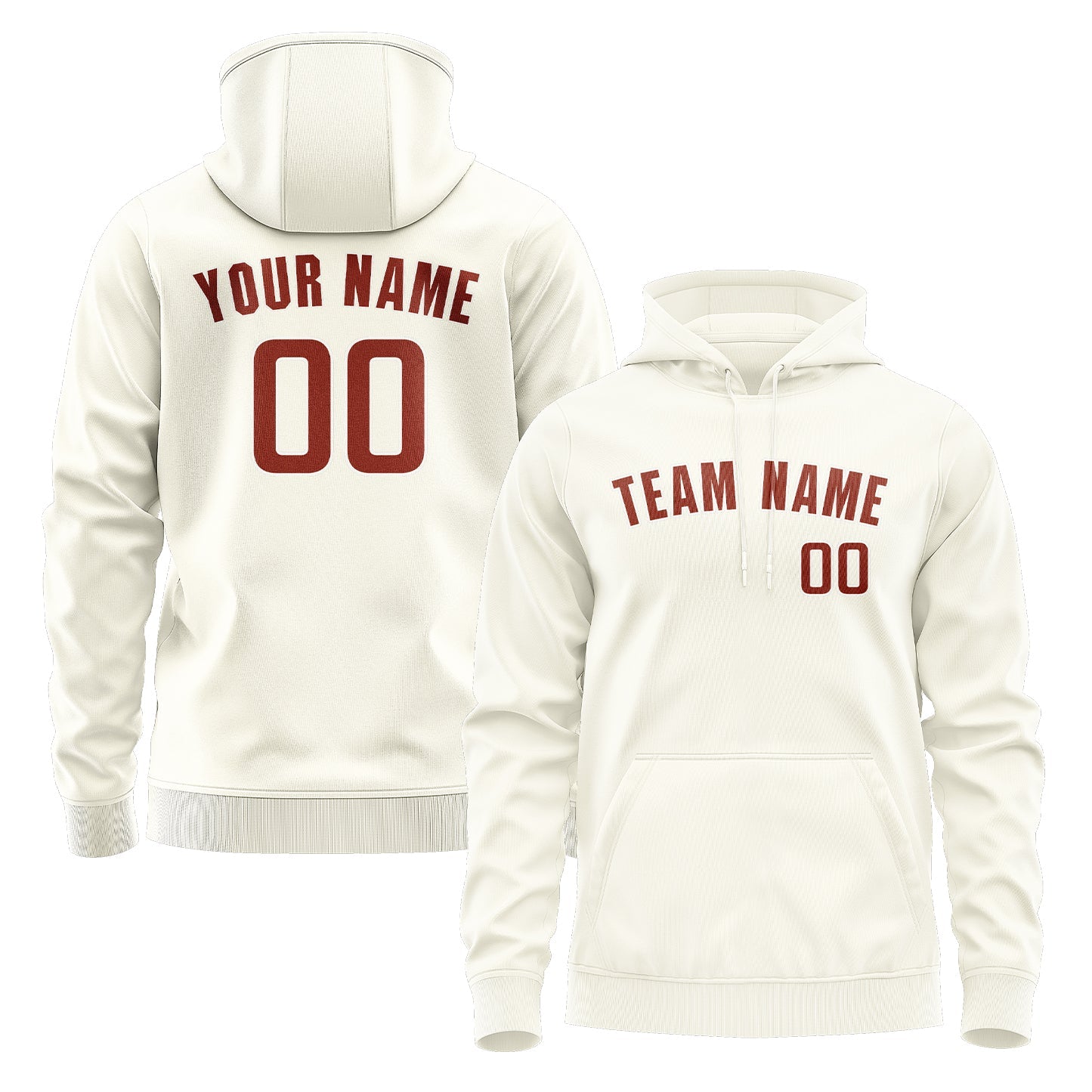 Custom Cream Coral Red Hoodie